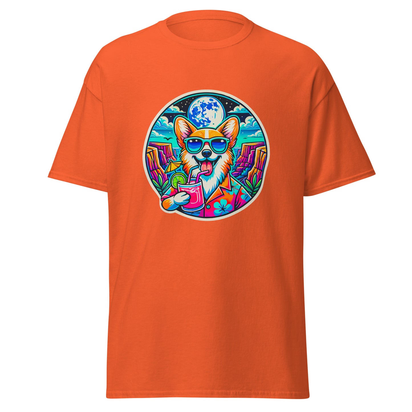 "Dogs On Vacation"-Kollektion - Corgi #2 - Klassisches Unisex-T-Shirt - 13 verschiedene Farben
