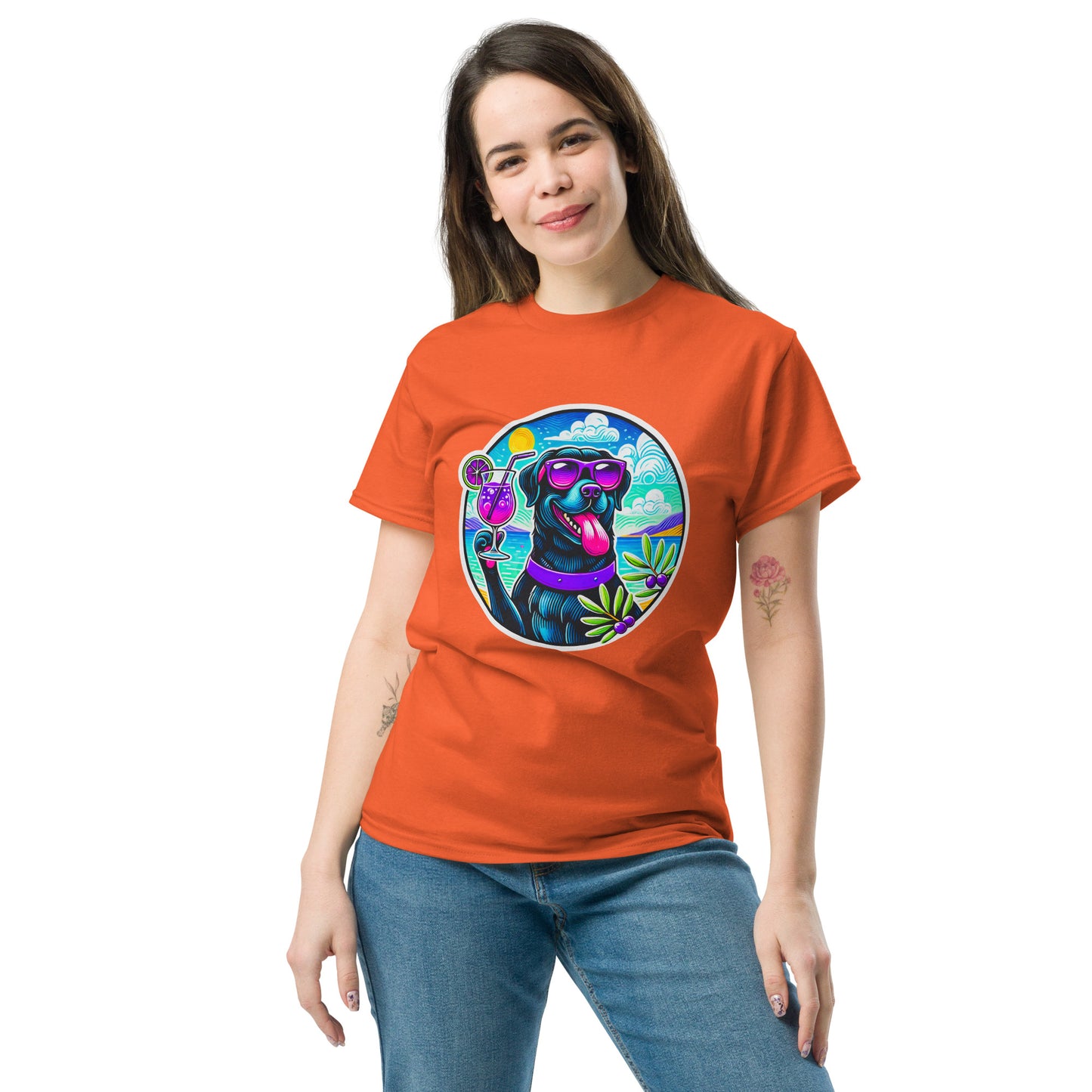 "Dogs On Vacation"-Kollektion - Black Labbi #3 - Klassisches Unisex-T-Shirt - 13 verschiedene Farben