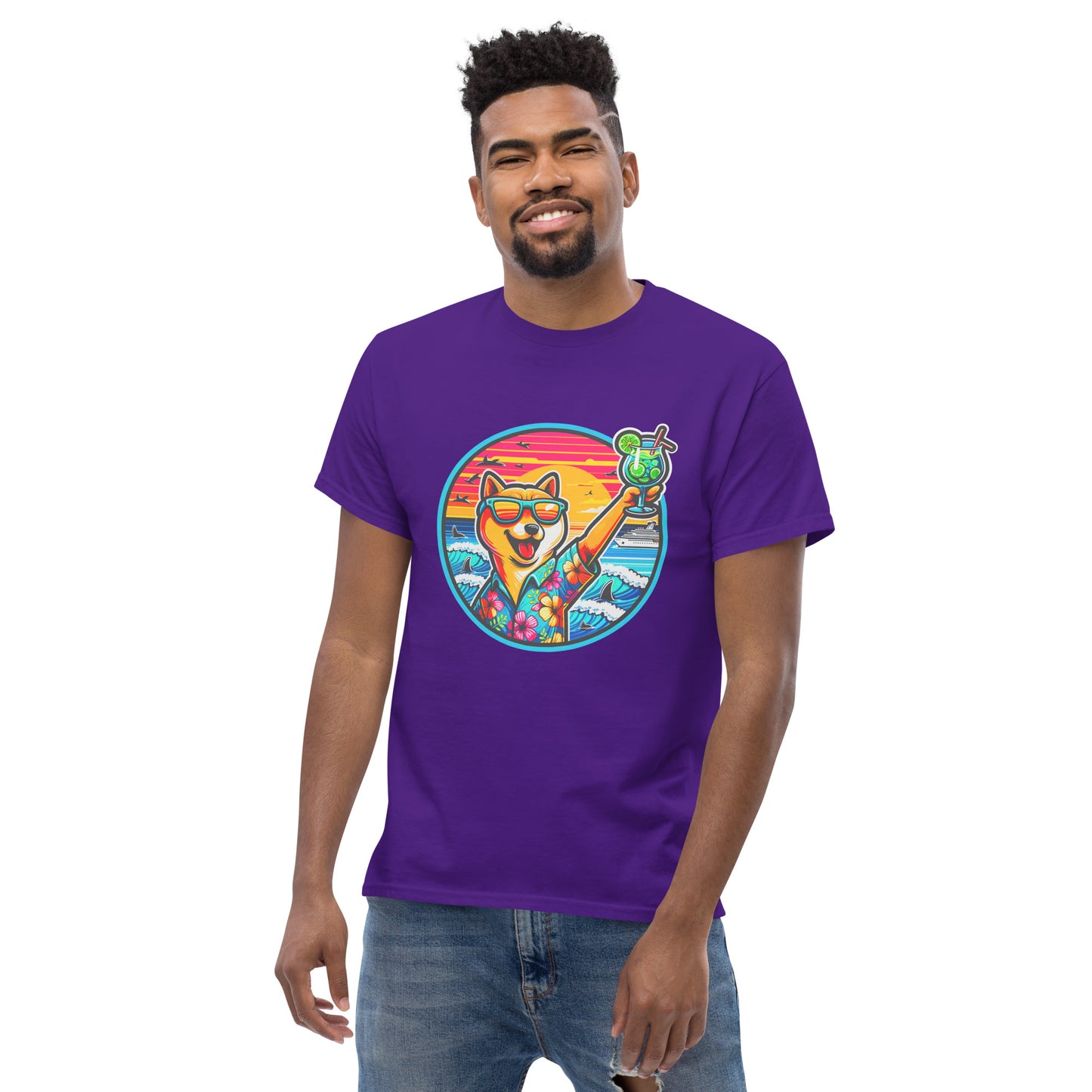 "Dogs On Vacation"-Kollektion - Shiba Inu - Klassisches Unisex-T-Shirt - 13 verschiedene Farben