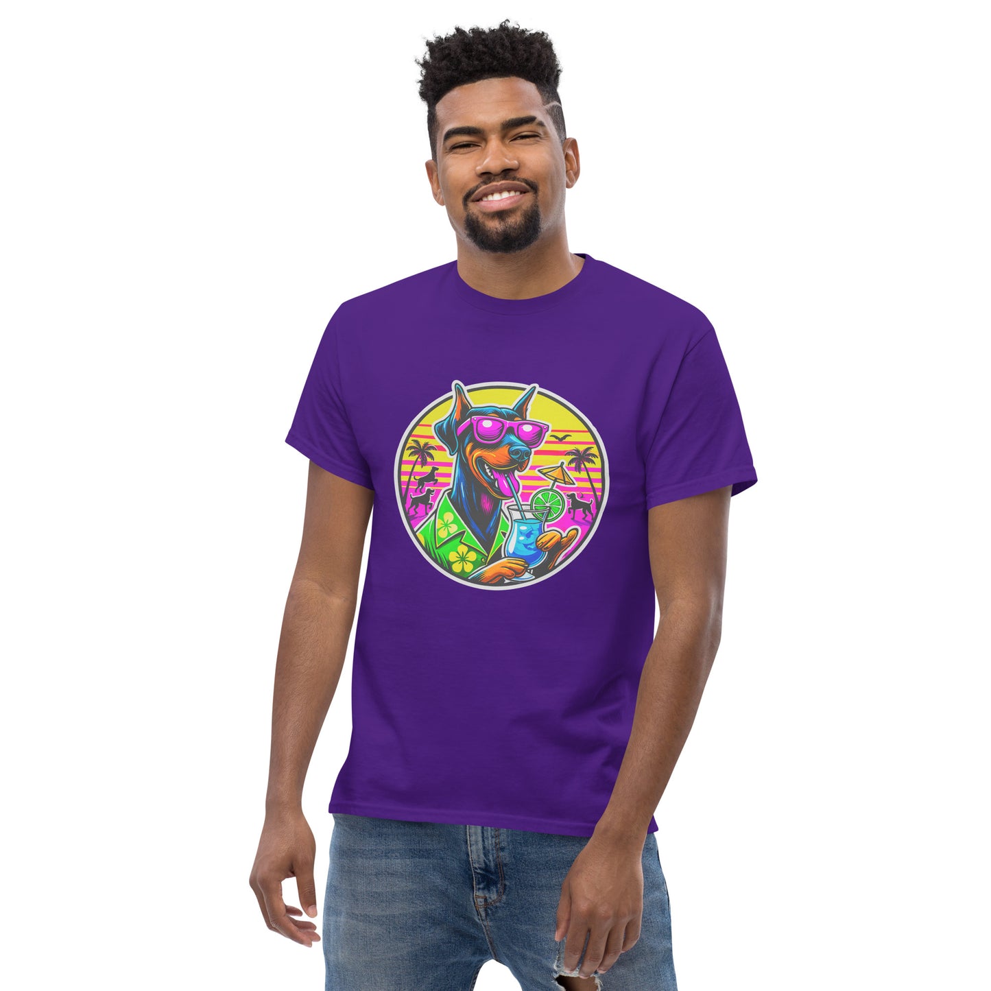 "Dogs On Vacation"-Kollektion - Dobermann - Klassisches Unisex-T-Shirt - 13 verschiedene Farben