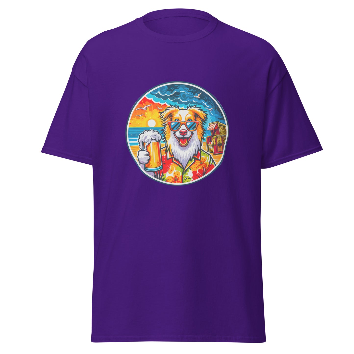 "Dogs On Vacation"-Kollektion - Australian Shepherd #2 (at Baltic Sea) - Klassisches Unisex-T-Shirt - 13 verschiedene Farben