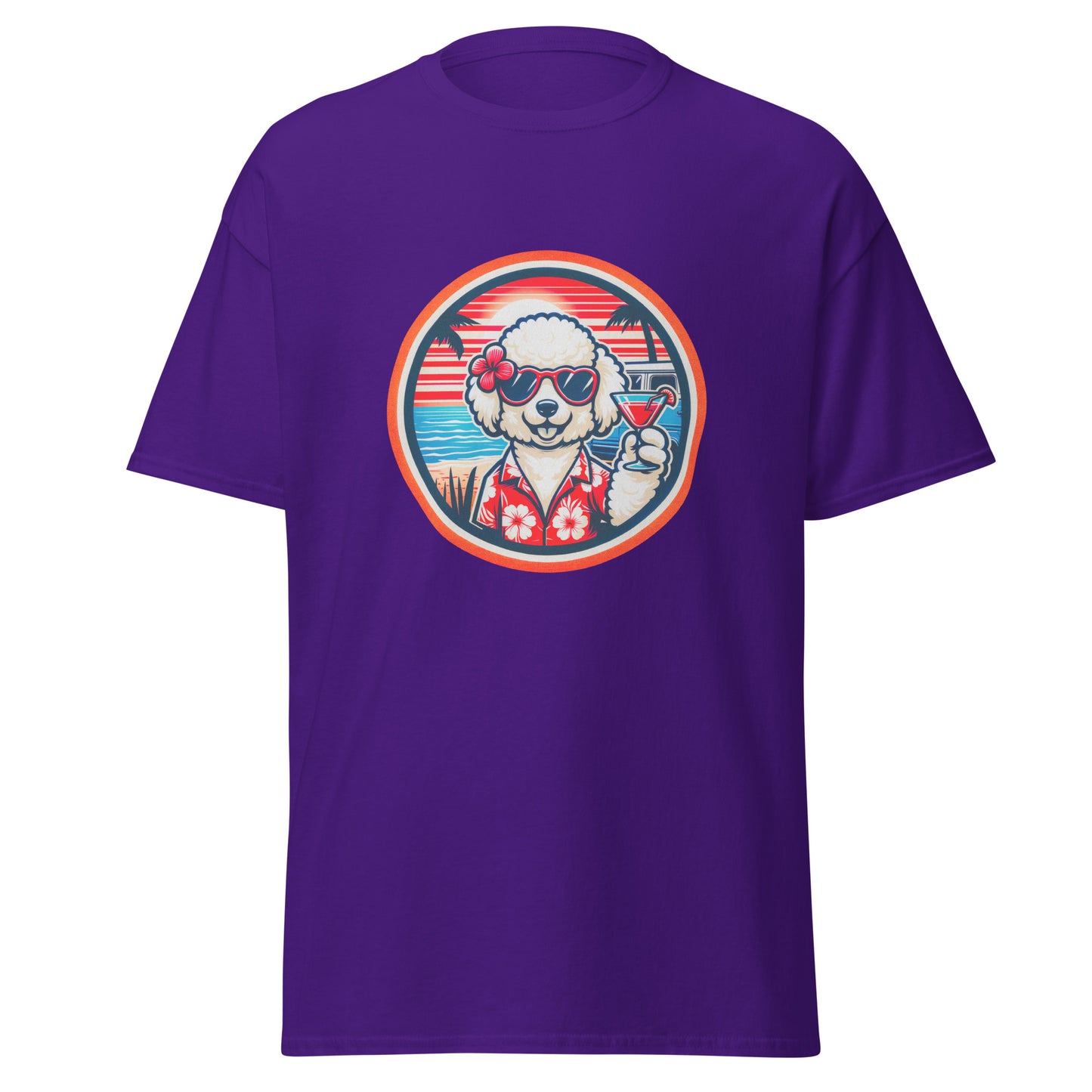 "Dogs On Vacation"-Kollektion - White Poodle - Klassisches Unisex-T-Shirt - 13 verschiedene Farben