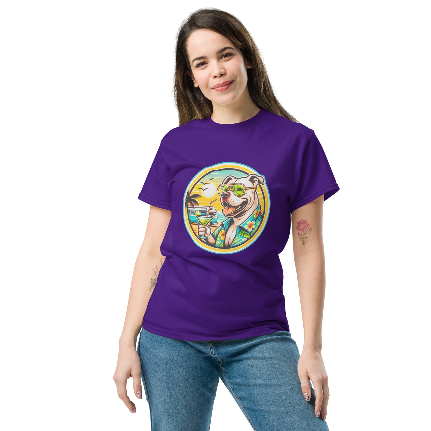 "Dogs On Vacation"-Kollektion - Staffordshire-Terrier #2 - Klassisches Unisex-T-Shirt - 13 verschiedene Farben