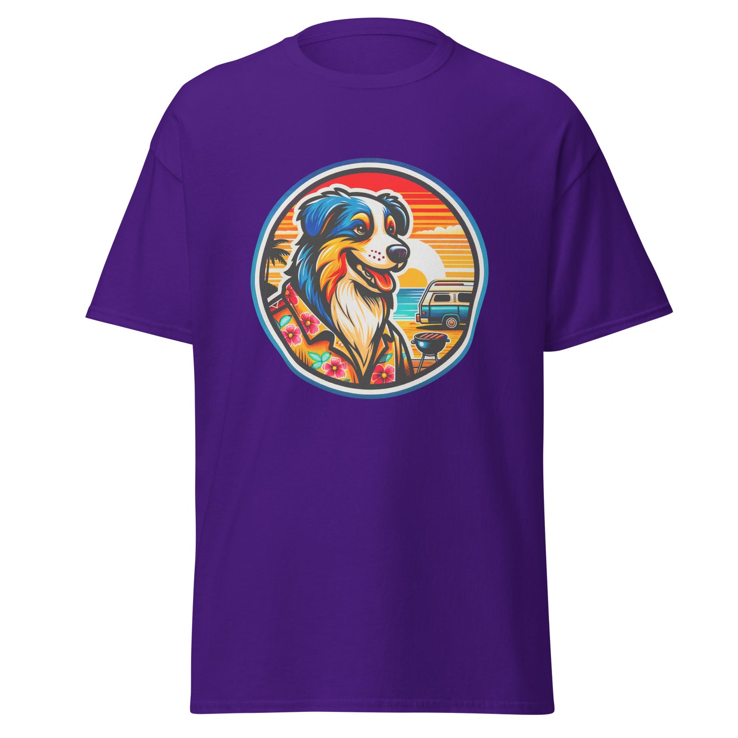 "Dogs On Vacation"-Kollektion - Australian Shepherd #5 (Tricolor) - Klassisches Unisex-T-Shirt - 13 verschiedene Farben
