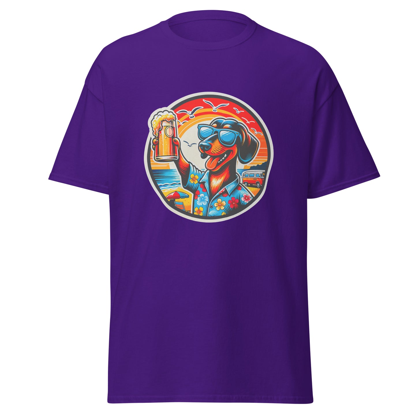 "Dogs On Vacation"-Kollektion - Shorthaired Dachshund - Klassisches Unisex-T-Shirt - 13 verschiedene Farben
