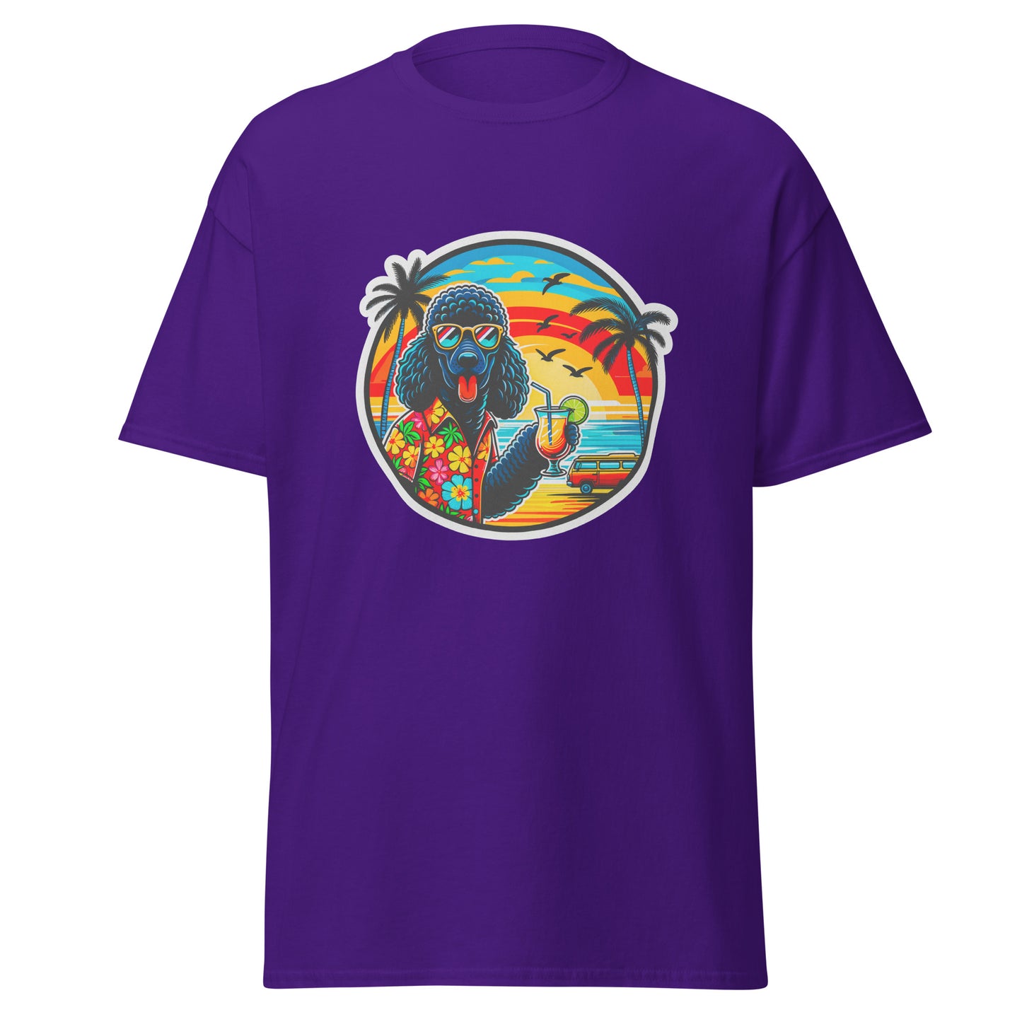 "Dogs On Vacation"-Kollektion - Black Royal Poodle #2 - Klassisches Unisex-T-Shirt - 13 verschiedene Farben