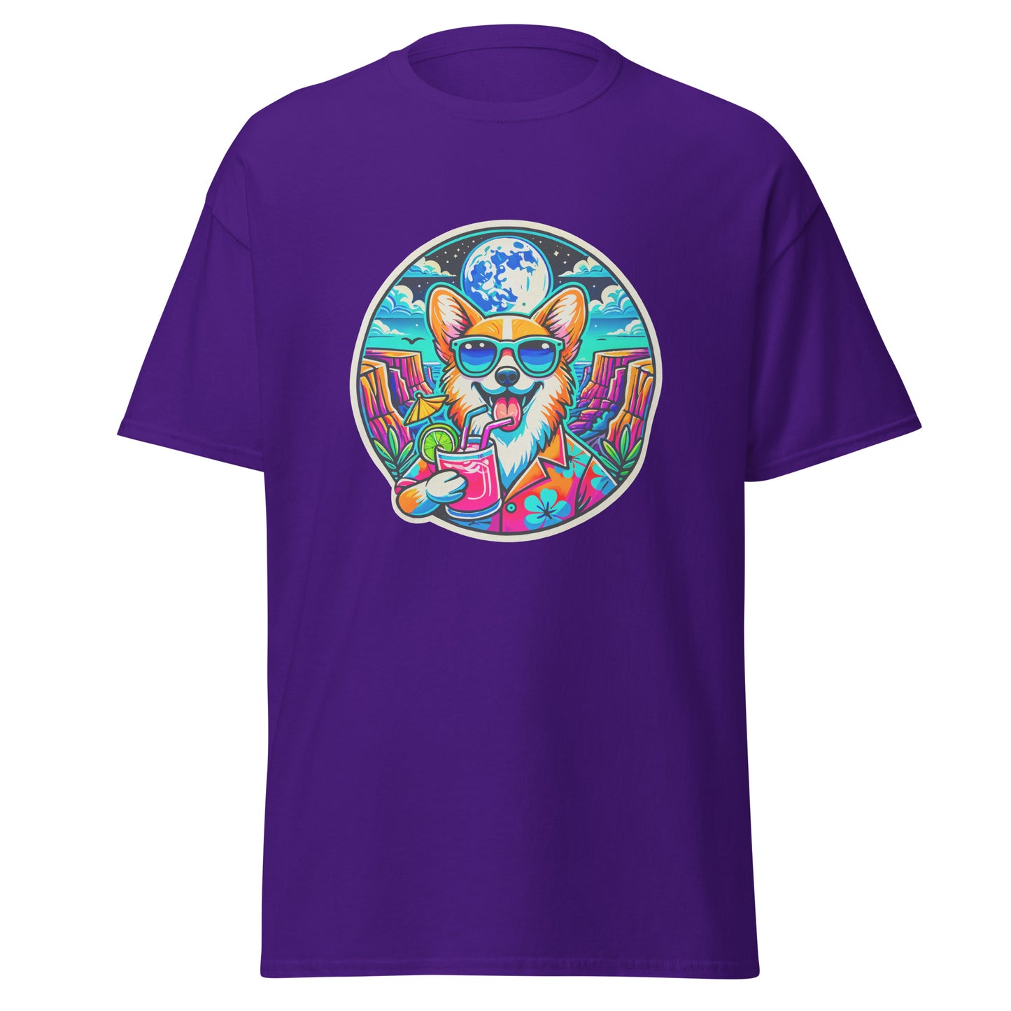 "Dogs On Vacation"-Kollektion - Corgi #2 - Klassisches Unisex-T-Shirt - 13 verschiedene Farben