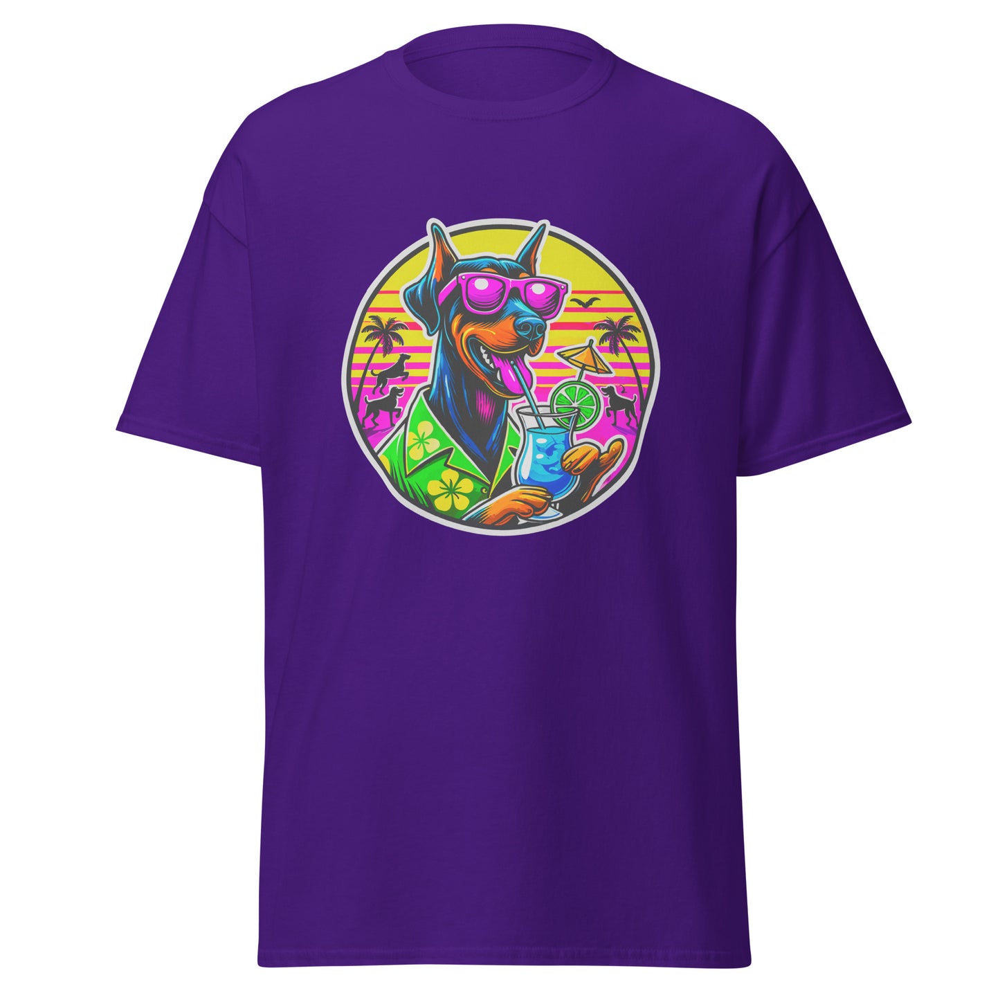 "Dogs On Vacation"-Kollektion - Dobermann - Klassisches Unisex-T-Shirt - 13 verschiedene Farben