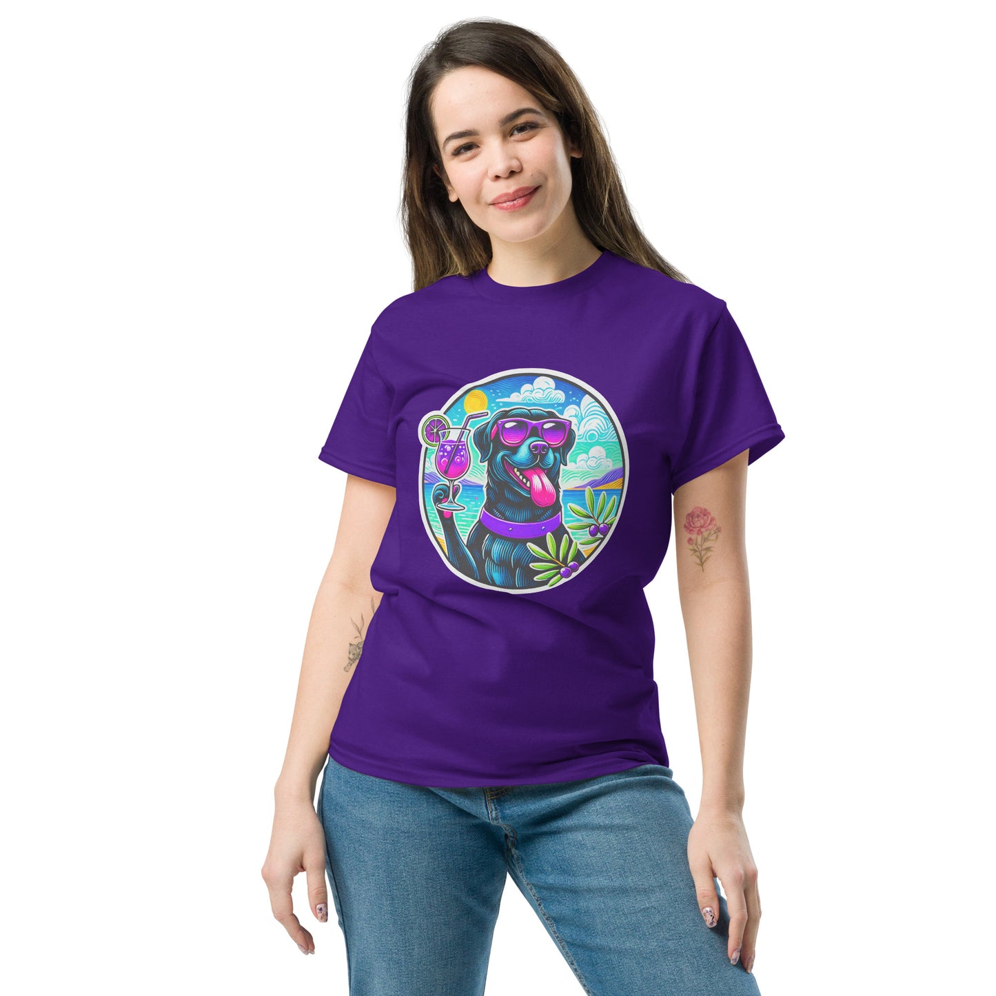"Dogs On Vacation"-Kollektion - Black Labbi #3 - Klassisches Unisex-T-Shirt - 13 verschiedene Farben