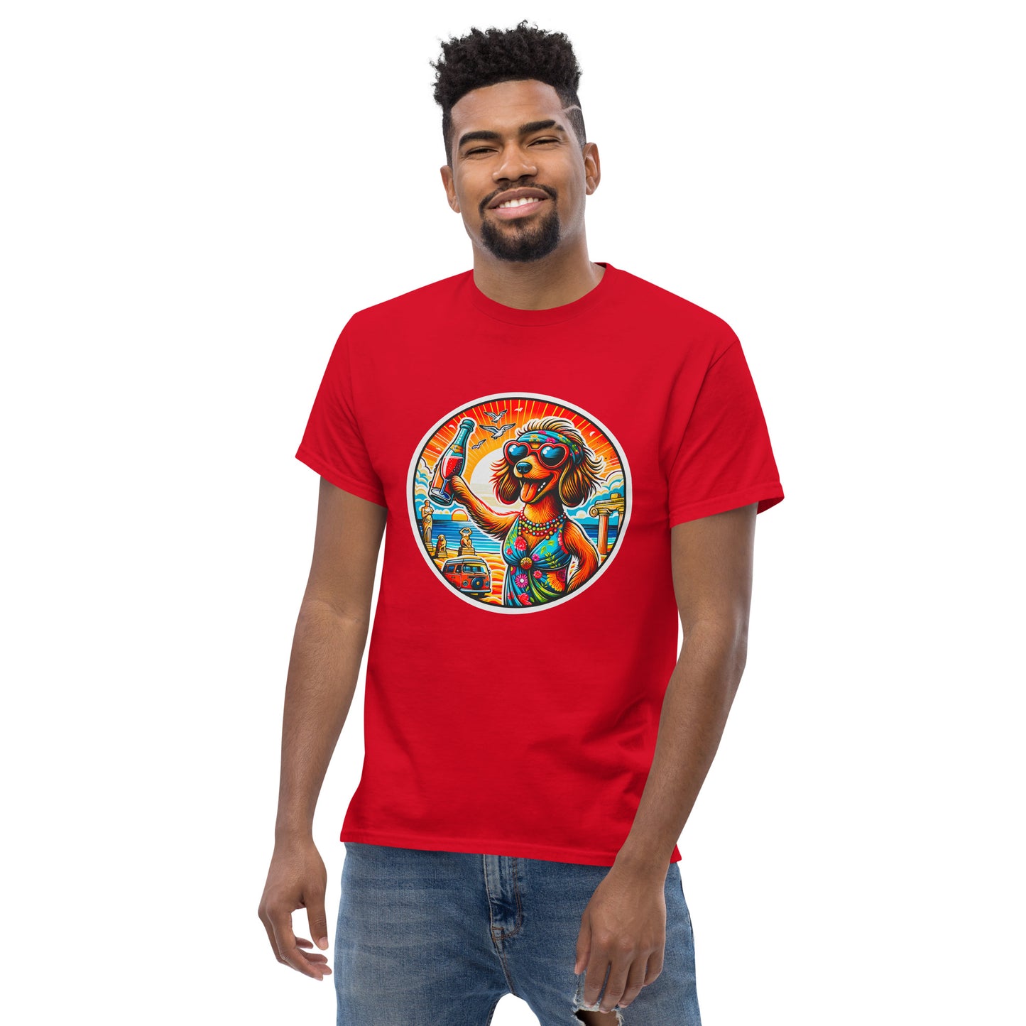 "Dogs On Vacation"-Kollektion - Dackel (female) - Klassisches Unisex-T-Shirt - 13 verschiedene Farben