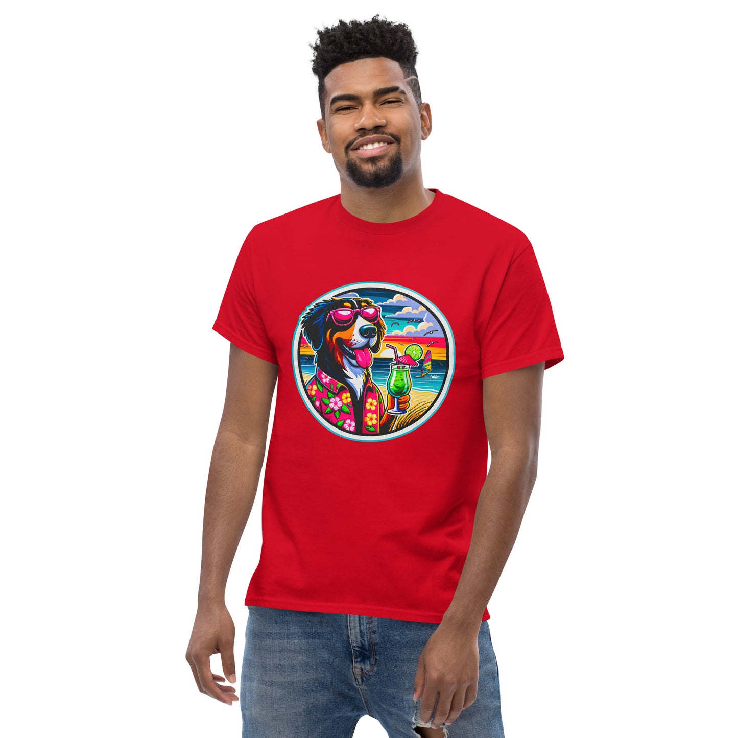 "Dogs On Vacation"-Kollektion - Swiss Mountain Dog #1 - Klassisches Unisex-T-Shirt - 13 verschiedene Farben