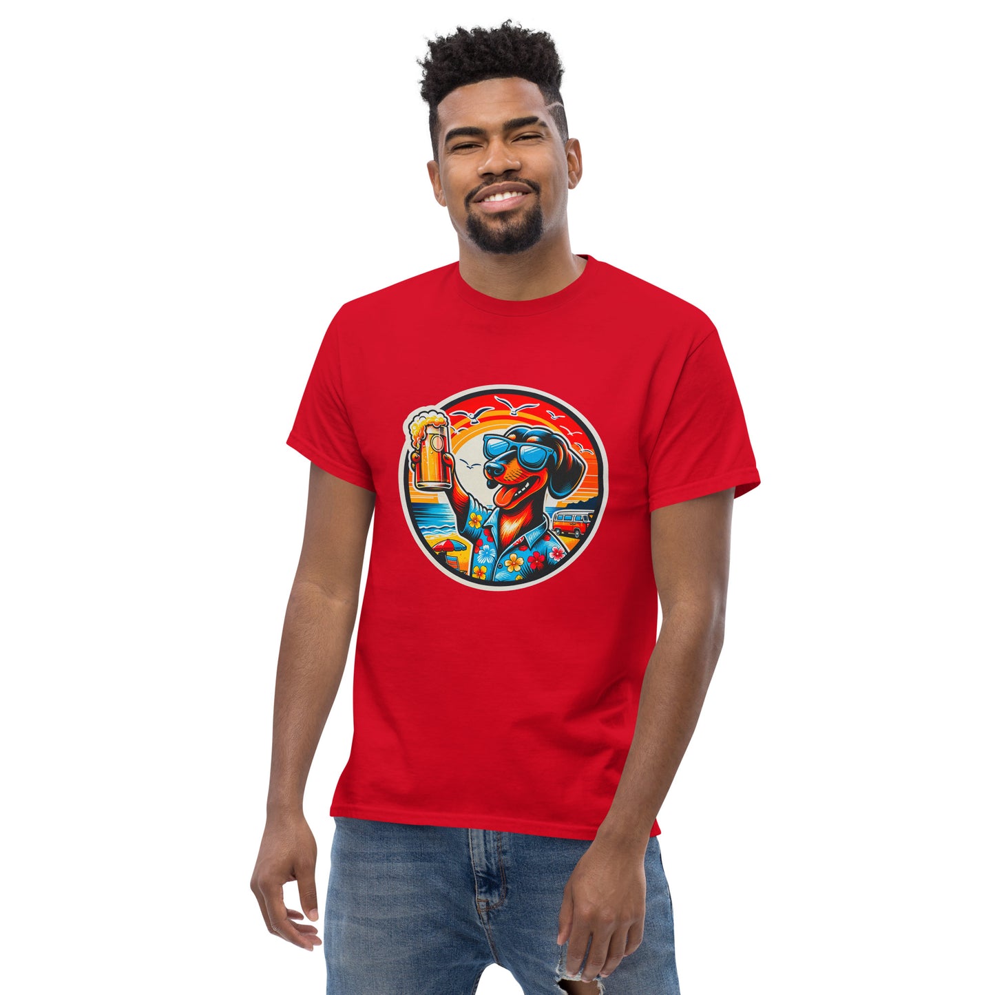 "Dogs On Vacation"-Kollektion - Shorthaired Dachshund - Klassisches Unisex-T-Shirt - 13 verschiedene Farben
