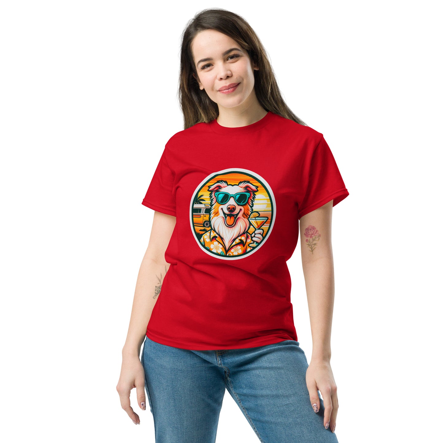 "Dogs On Vacation"-Kollektion - Australian Shepherd #1 - Klassisches Unisex-T-Shirt - 13 verschiedene Farben
