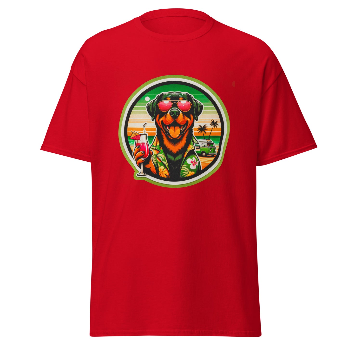"Dogs On Vacation"-Kollektion - Rottweiler - Klassisches Unisex-T-Shirt - 13 verschiedene Farben