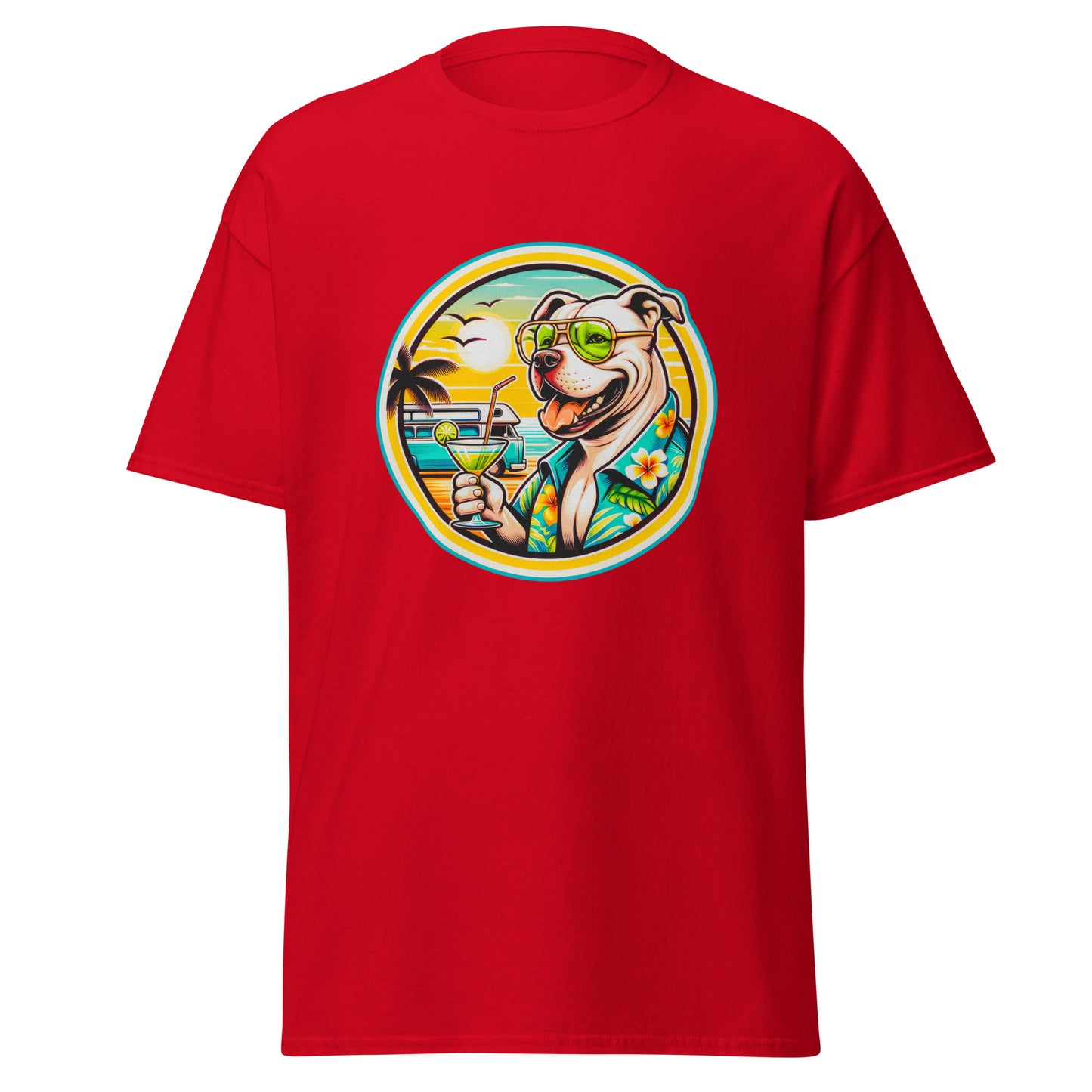 "Dogs On Vacation"-Kollektion - Staffordshire-Terrier #2 - Klassisches Unisex-T-Shirt - 13 verschiedene Farben