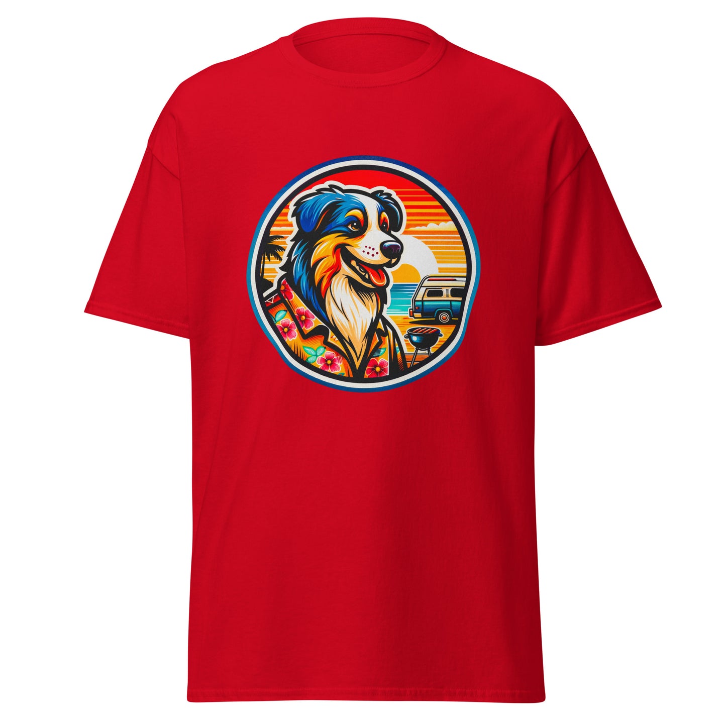 "Dogs On Vacation"-Kollektion - Australian Shepherd #5 (Tricolor) - Klassisches Unisex-T-Shirt - 13 verschiedene Farben