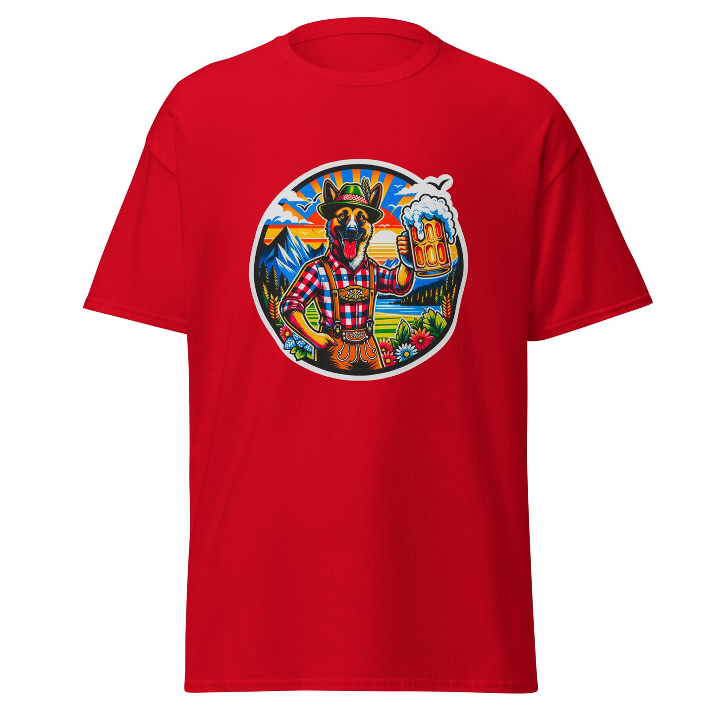 "Dogs On Vacation"-Kollektion - Schäferhund #1 (in Bavaria) - Klassisches Unisex-T-Shirt - 13 verschiedene Farben