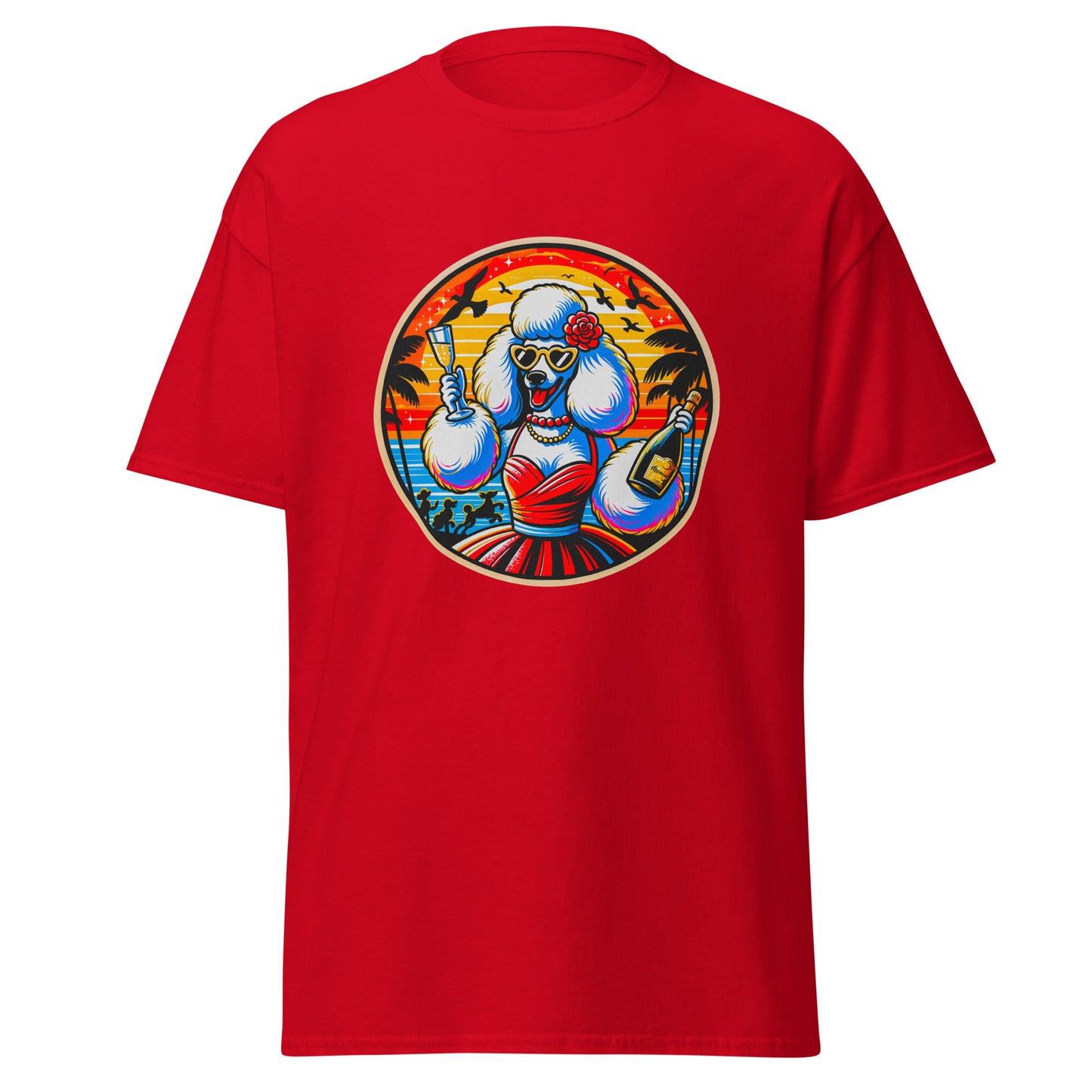 "Dogs On Vacation"-Kollektion - Weißer Großpudel (female) - Klassisches Unisex-T-Shirt - 13 verschiedene Farben