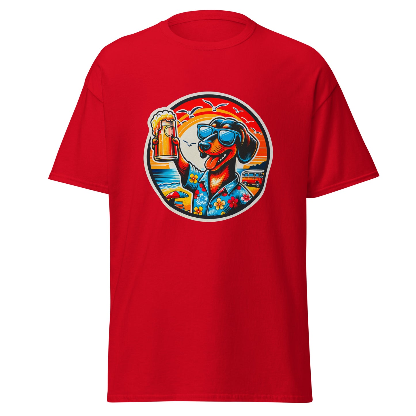 "Dogs On Vacation"-Kollektion - Shorthaired Dachshund - Klassisches Unisex-T-Shirt - 13 verschiedene Farben