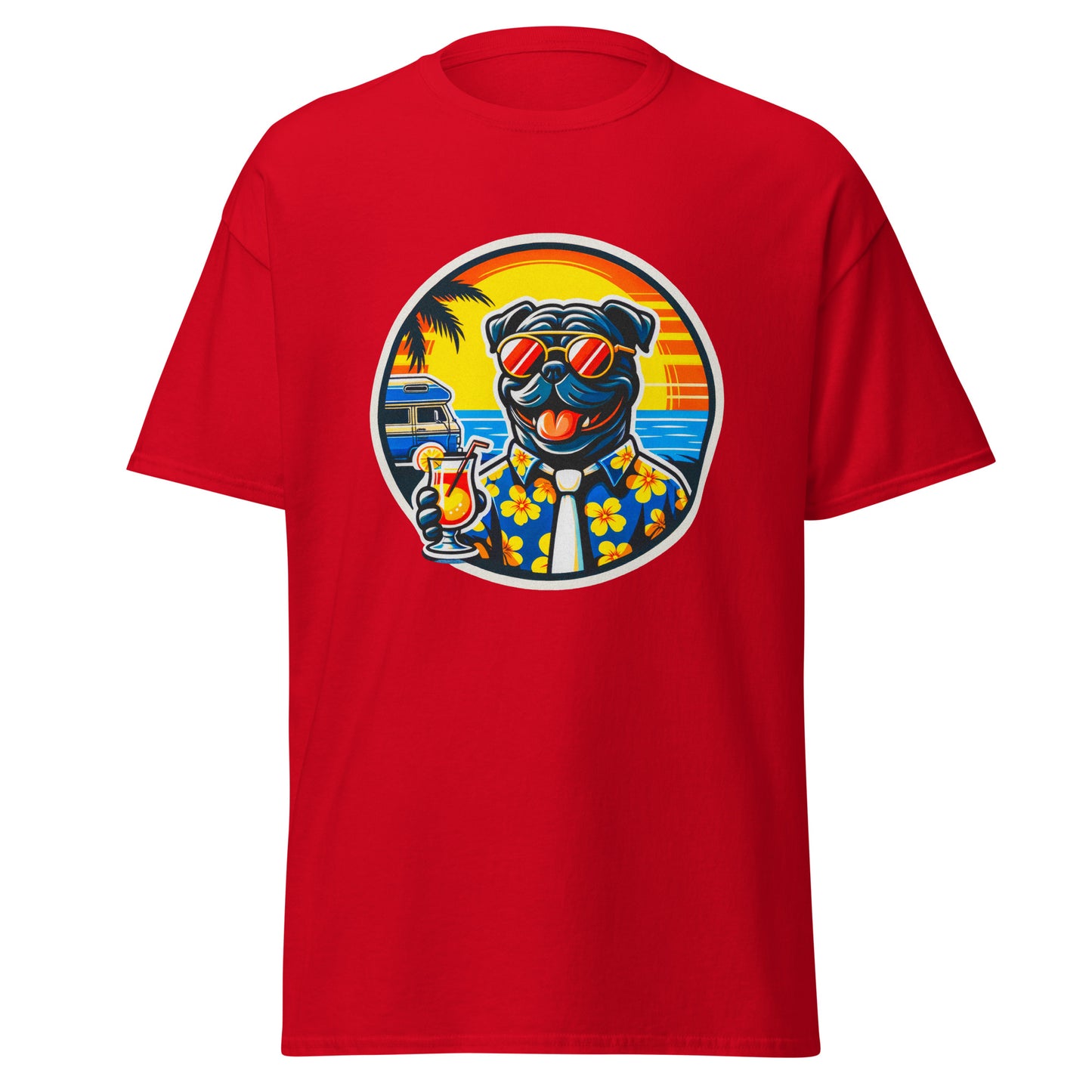 "Dogs On Vacation"-Kollektion - Black Bulldog - Klassisches Unisex-T-Shirt - 13 verschiedene Farben