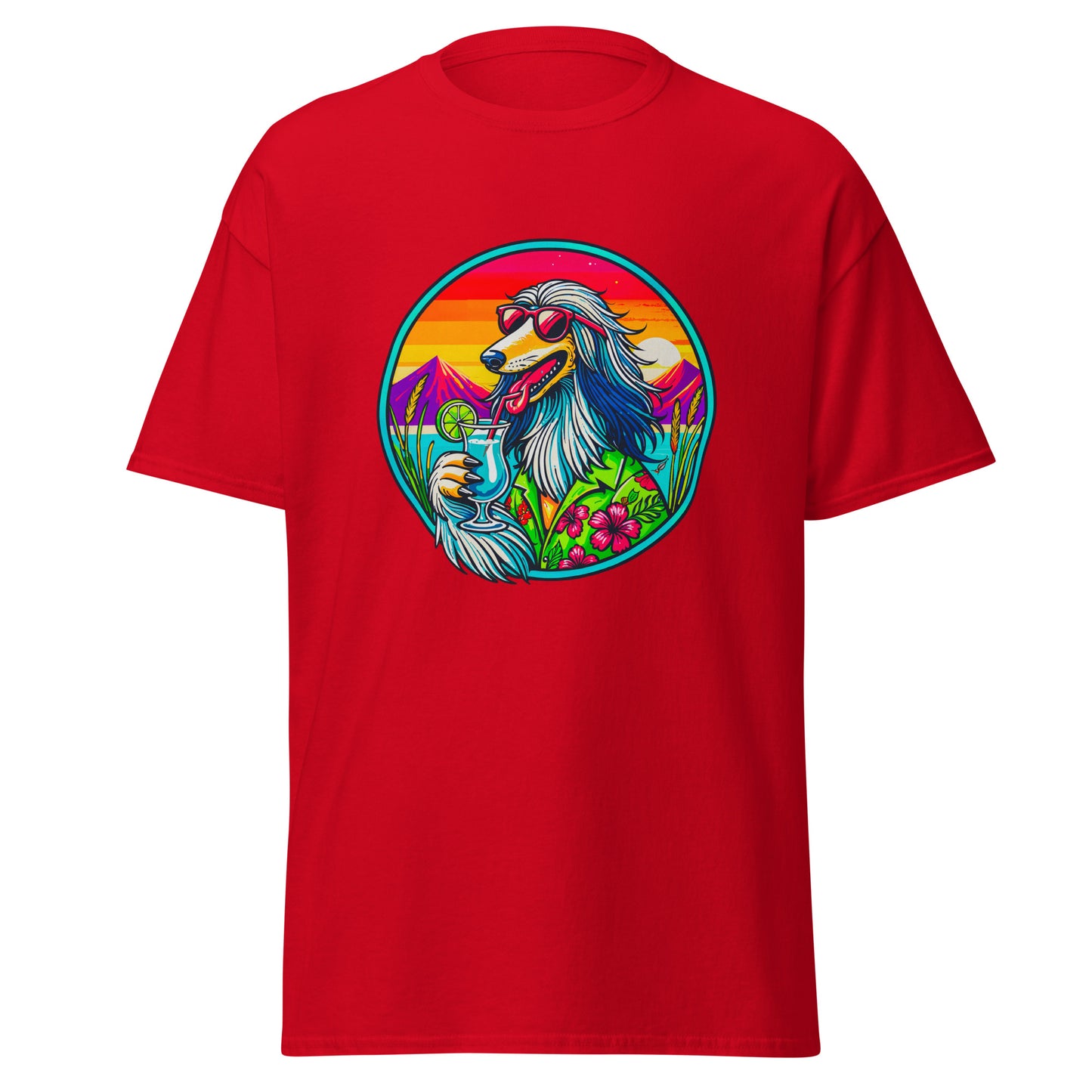 "Dogs On Vacation"-Kollektion - Afghane - Klassisches Unisex-T-Shirt - 13 verschiedene Farben