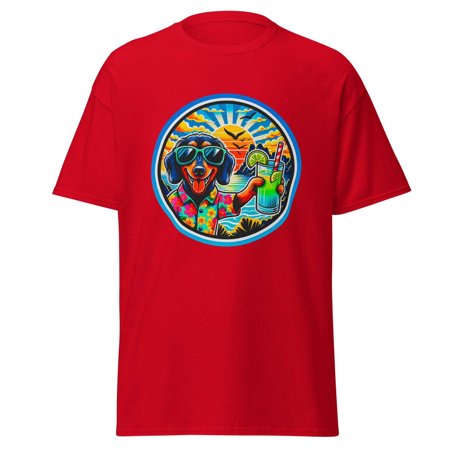 "Dogs On Vacation"-Kollektion - Wire-haired Dachshund - Klassisches Unisex-T-Shirt - 13 verschiedene Farben
