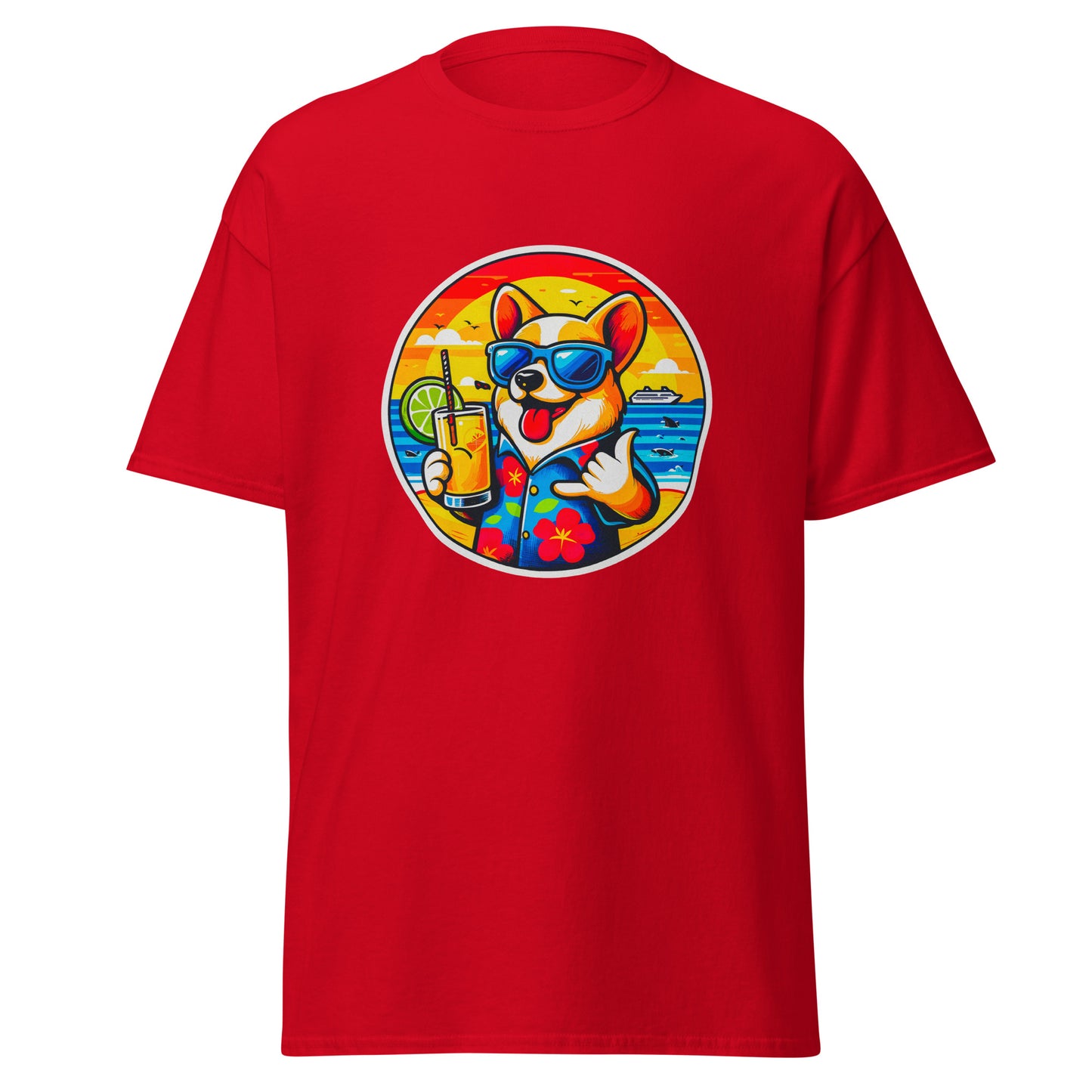 "Dogs On Vacation"-Kollektion - Corgi - Klassisches Unisex-T-Shirt - 13 verschiedene Farben