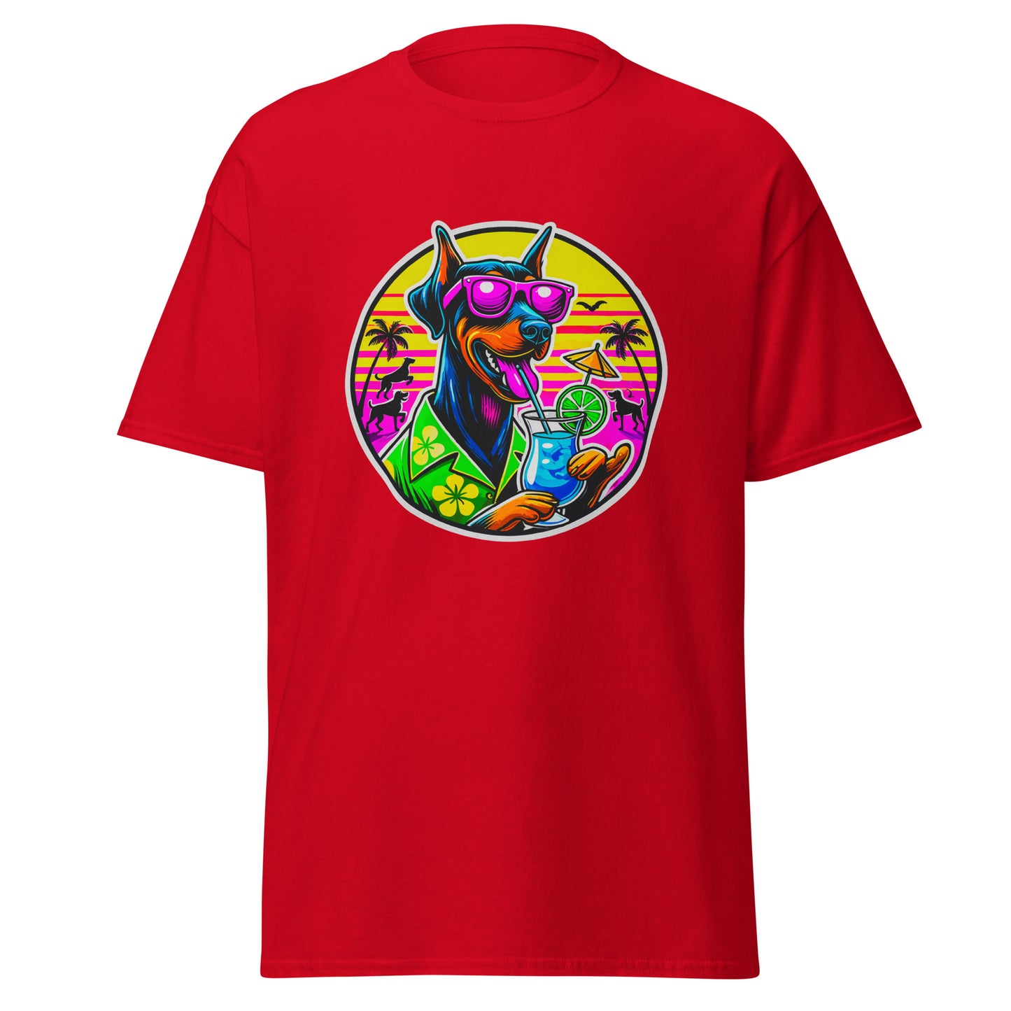 "Dogs On Vacation"-Kollektion - Dobermann - Klassisches Unisex-T-Shirt - 13 verschiedene Farben