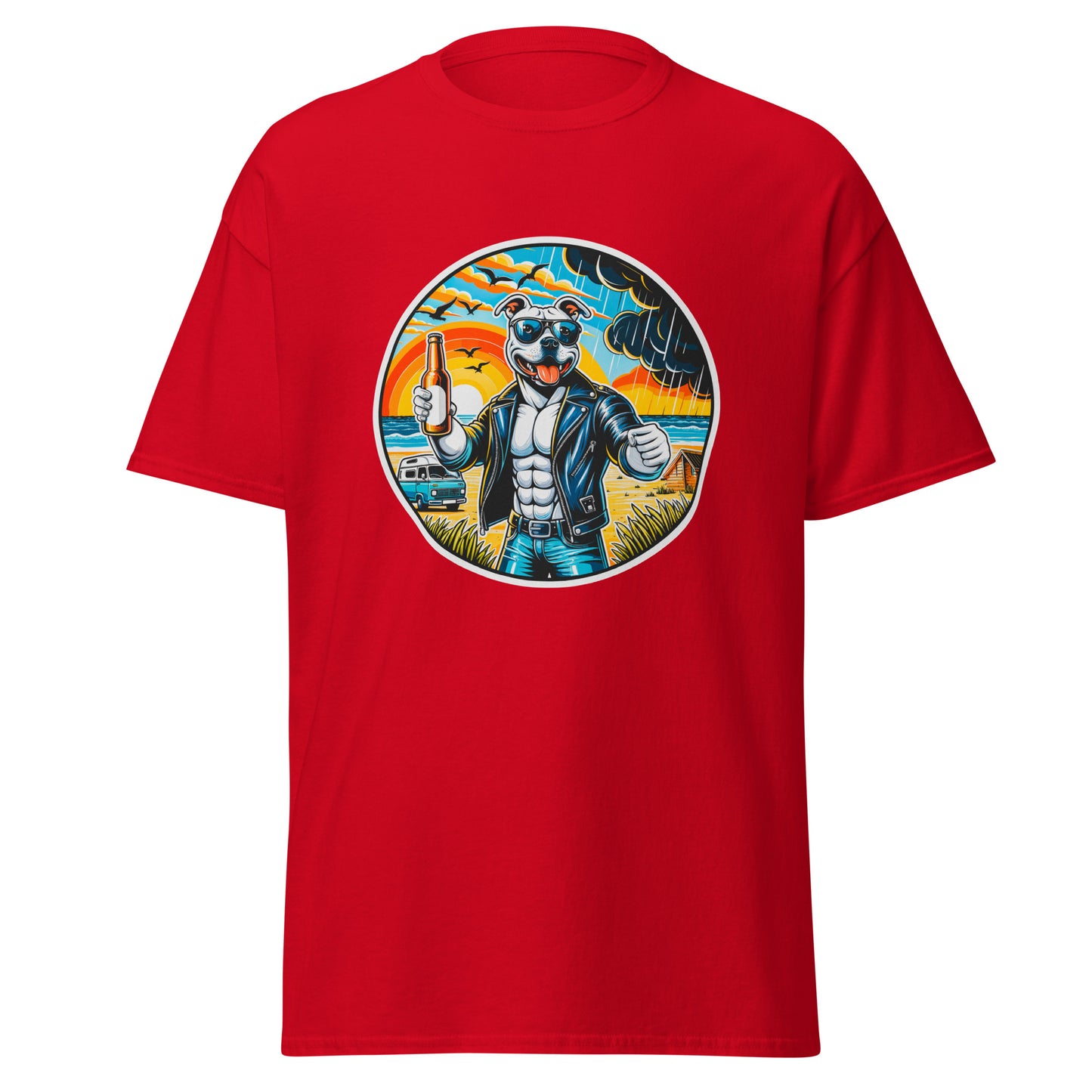"Dogs On Vacation"-Kollektion - Staffordshire-Terrier #3 - Klassisches Unisex-T-Shirt - 13 verschiedene Farben