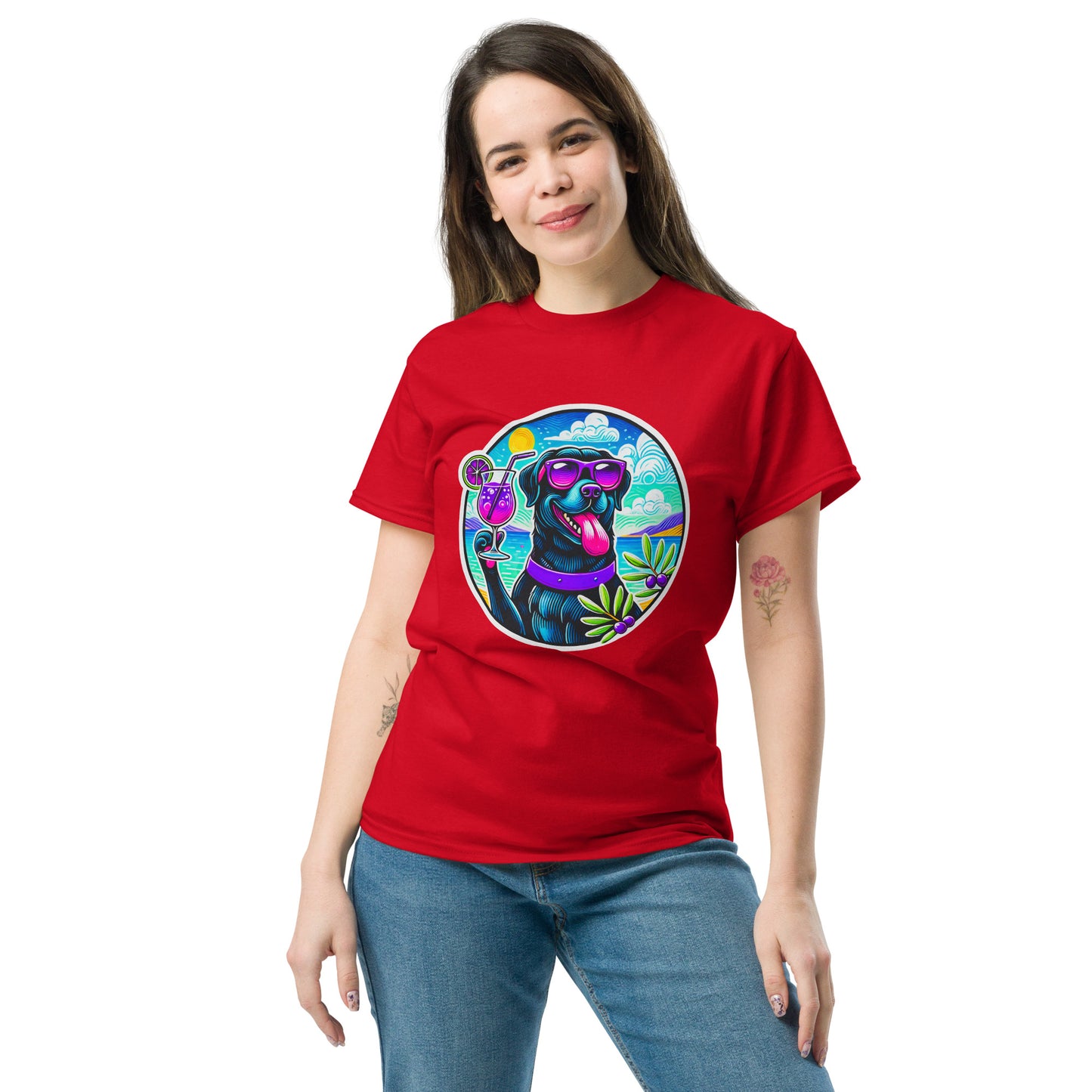 "Dogs On Vacation"-Kollektion - Black Labbi #3 - Klassisches Unisex-T-Shirt - 13 verschiedene Farben