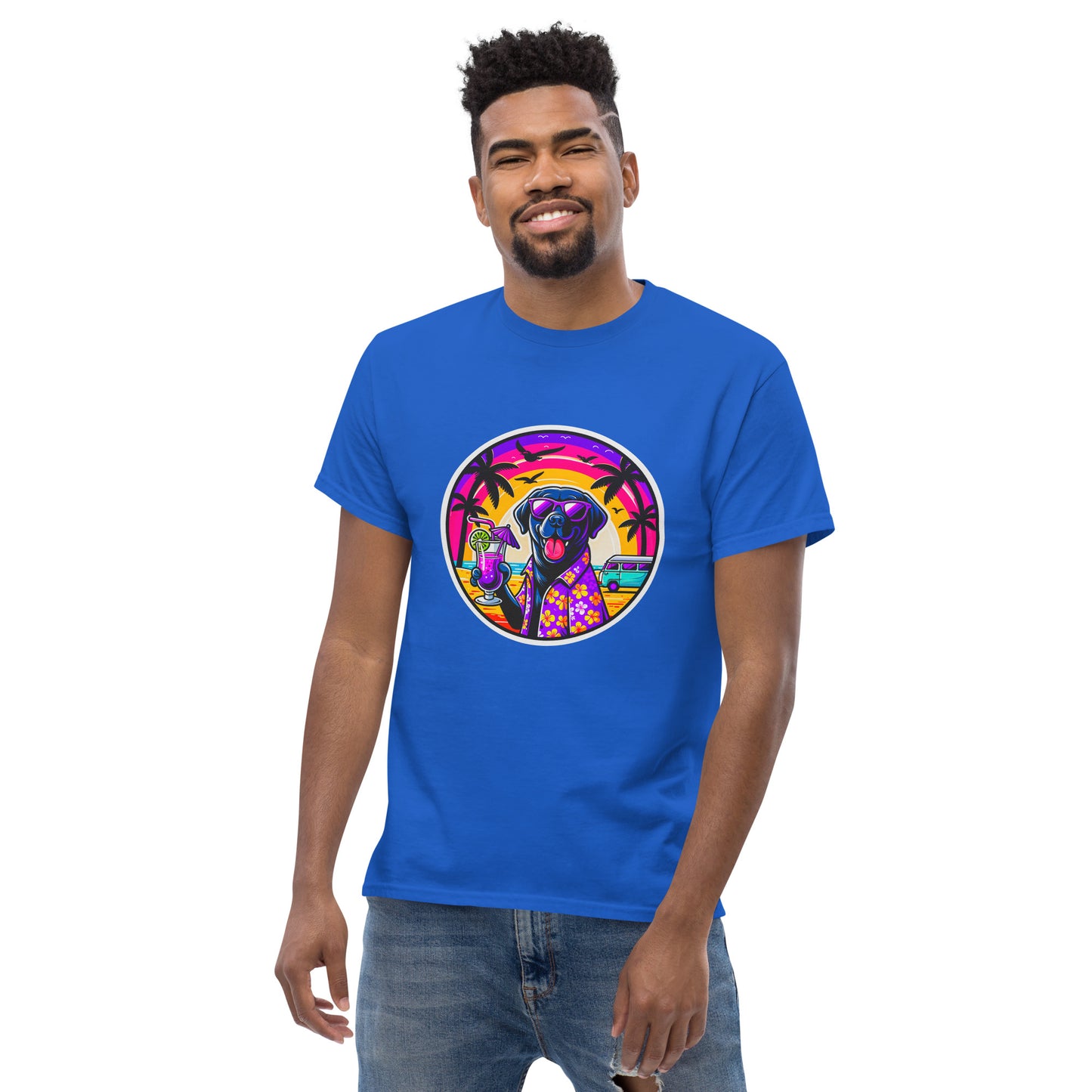 "Dogs On Vacation"-Kollektion - Black Labrador #1 - Klassisches Unisex-T-Shirt - 13 verschiedene Farben