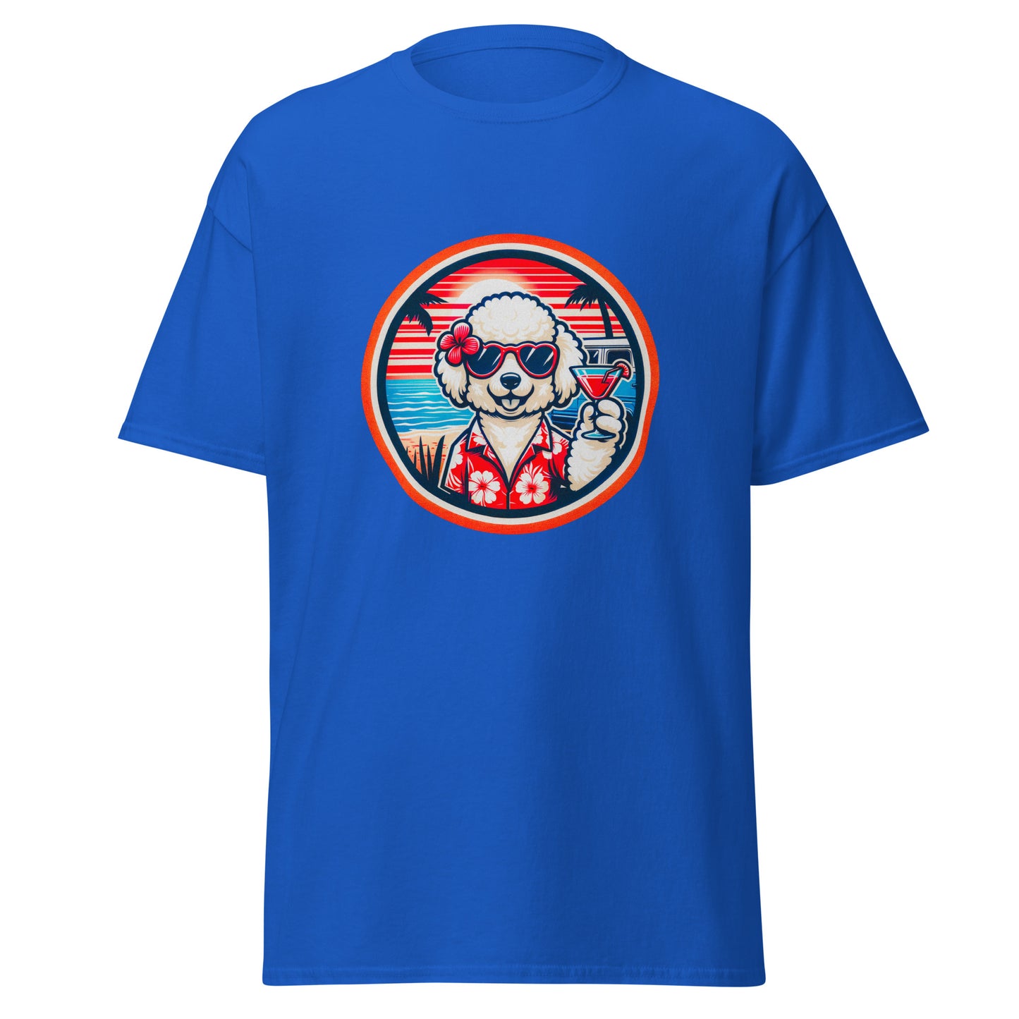 "Dogs On Vacation"-Kollektion - White Poodle - Klassisches Unisex-T-Shirt - 13 verschiedene Farben
