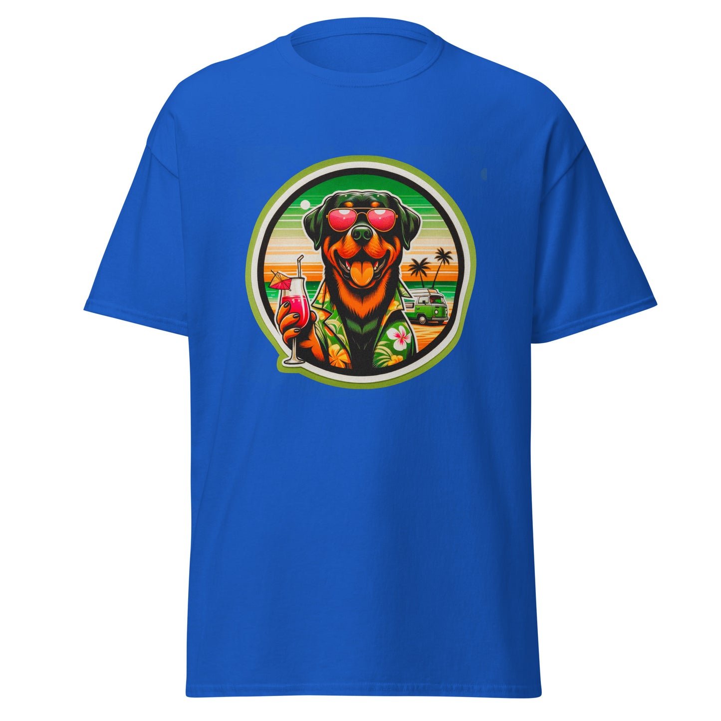 "Dogs On Vacation"-Kollektion - Rottweiler - Klassisches Unisex-T-Shirt - 13 verschiedene Farben