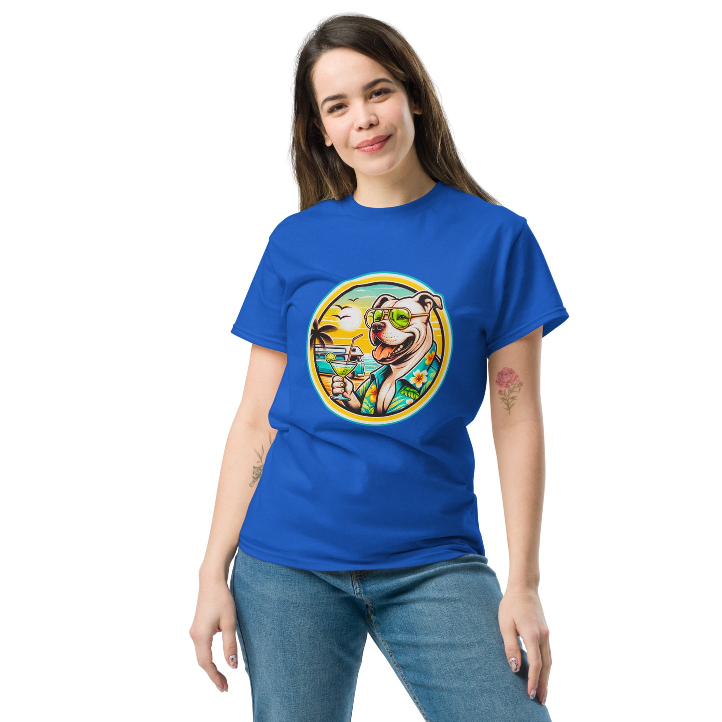 "Dogs On Vacation"-Kollektion - Staffordshire-Terrier #2 - Klassisches Unisex-T-Shirt - 13 verschiedene Farben