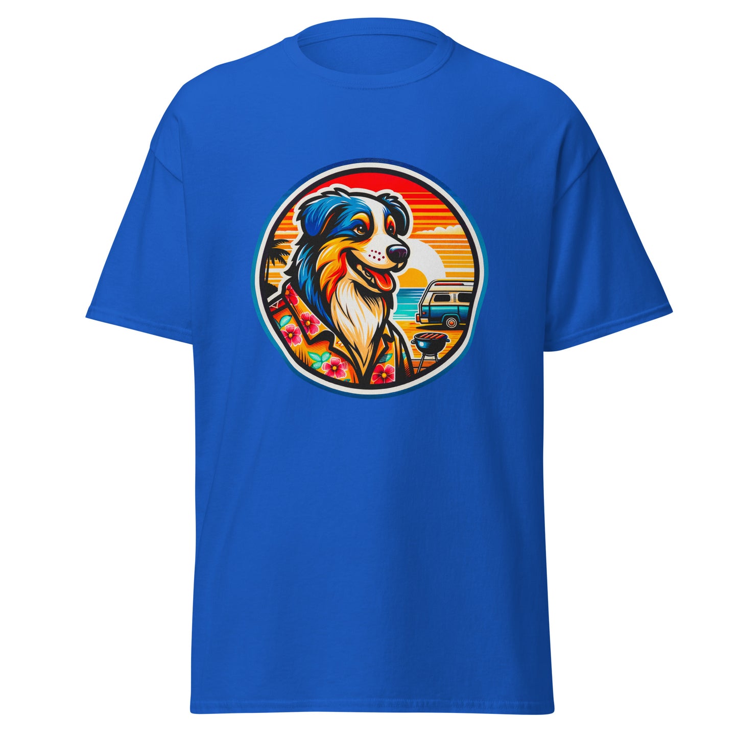 "Dogs On Vacation"-Kollektion - Australian Shepherd #5 (Tricolor) - Klassisches Unisex-T-Shirt - 13 verschiedene Farben
