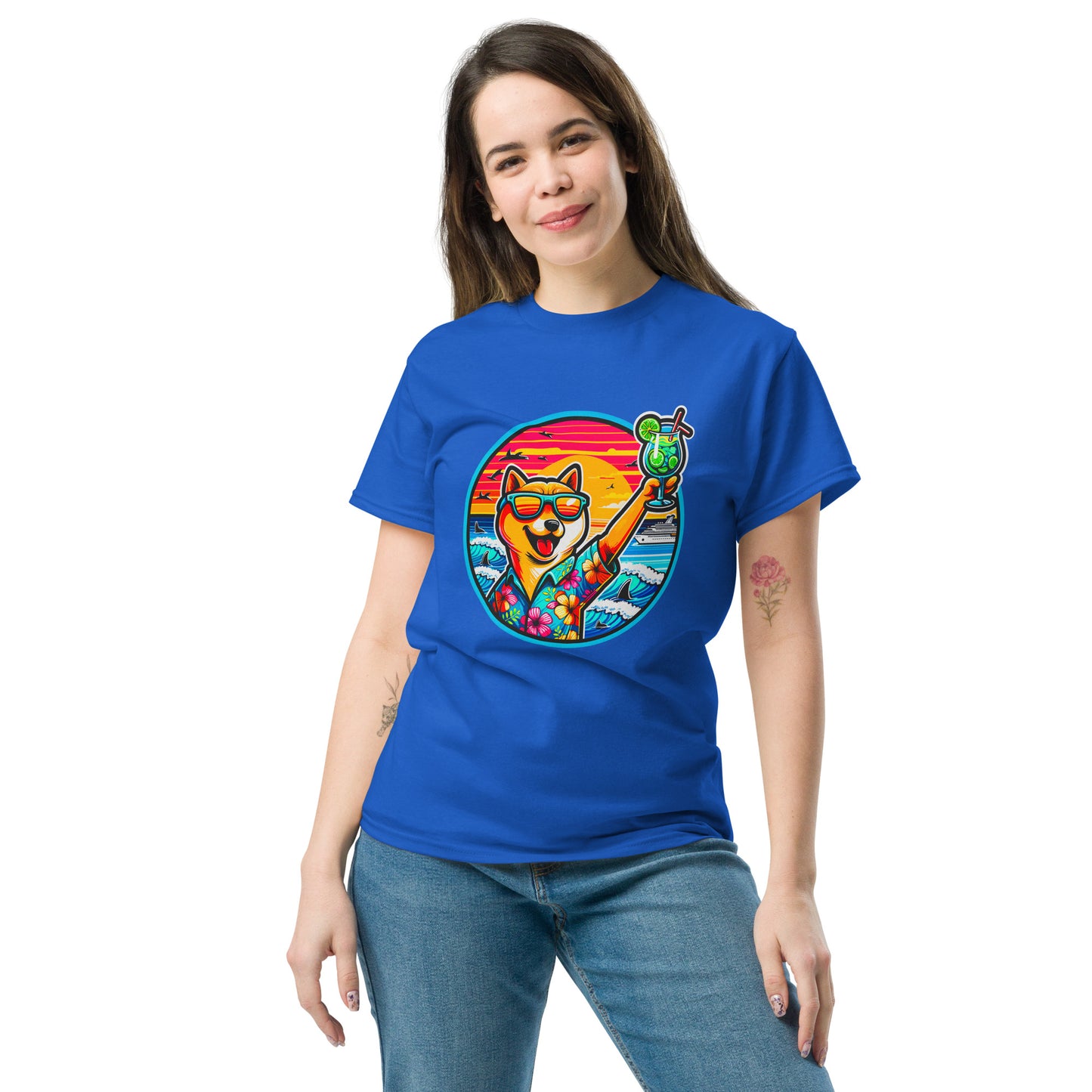 "Dogs On Vacation"-Kollektion - Shiba Inu - Klassisches Unisex-T-Shirt - 13 verschiedene Farben
