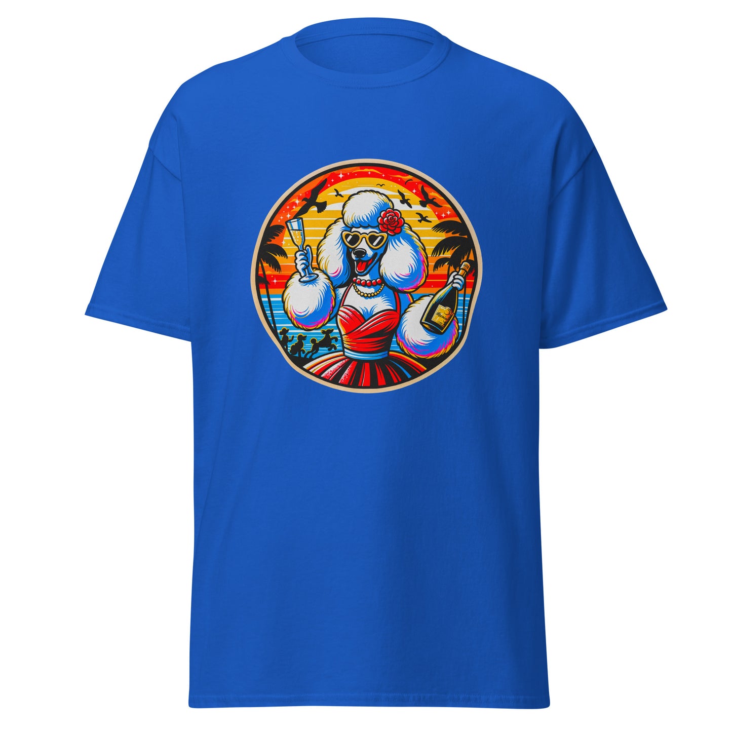 "Dogs On Vacation"-Kollektion - Weißer Großpudel (female) - Klassisches Unisex-T-Shirt - 13 verschiedene Farben