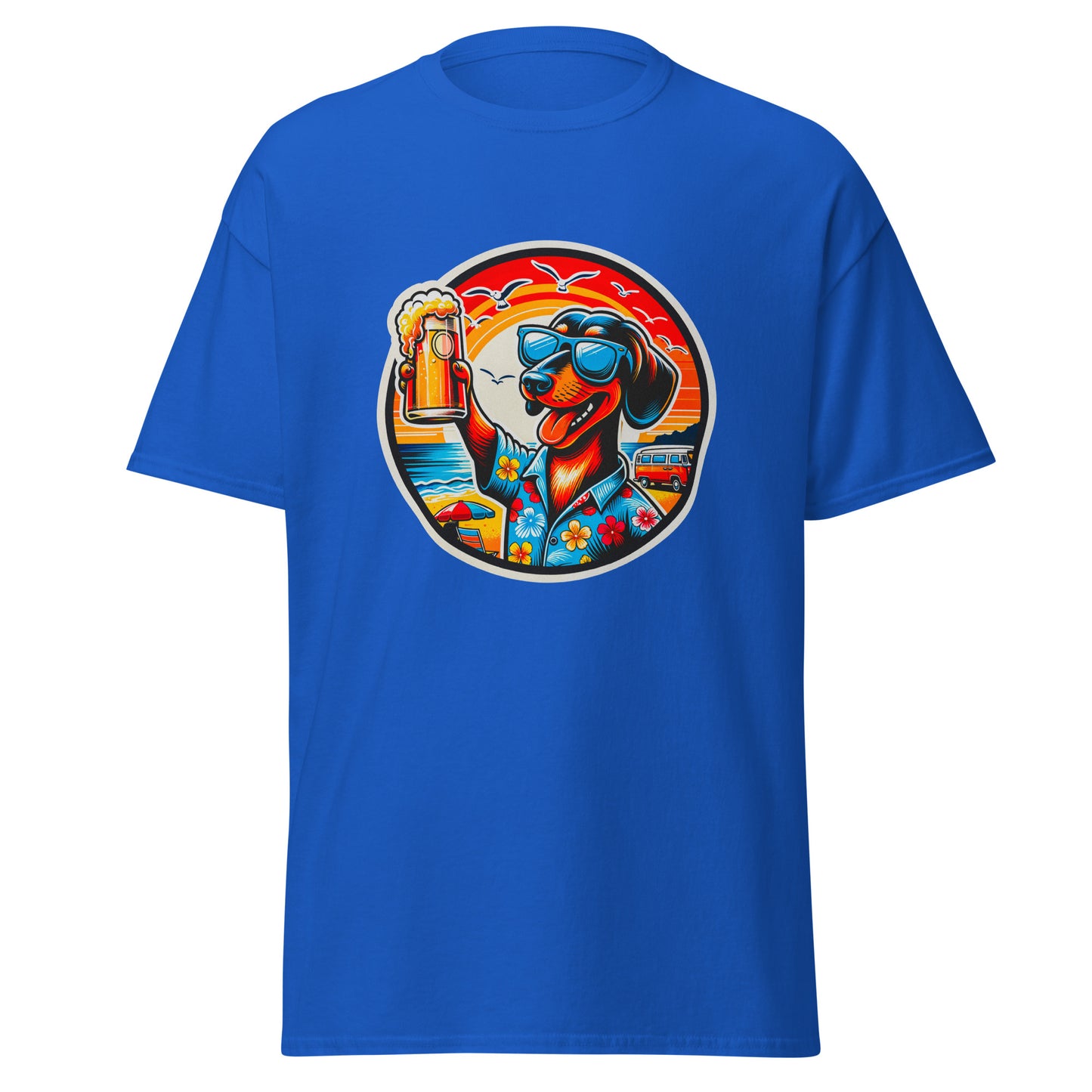 "Dogs On Vacation"-Kollektion - Shorthaired Dachshund - Klassisches Unisex-T-Shirt - 13 verschiedene Farben