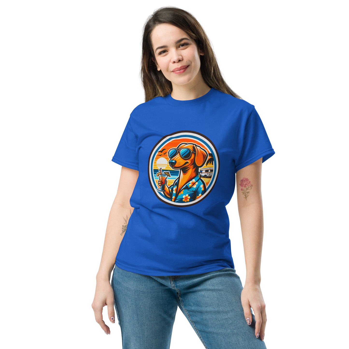 "Dogs On Vacation"-Kollektion - Cool Dachshund - Klassisches Unisex-T-Shirt - 13 verschiedene Farben
