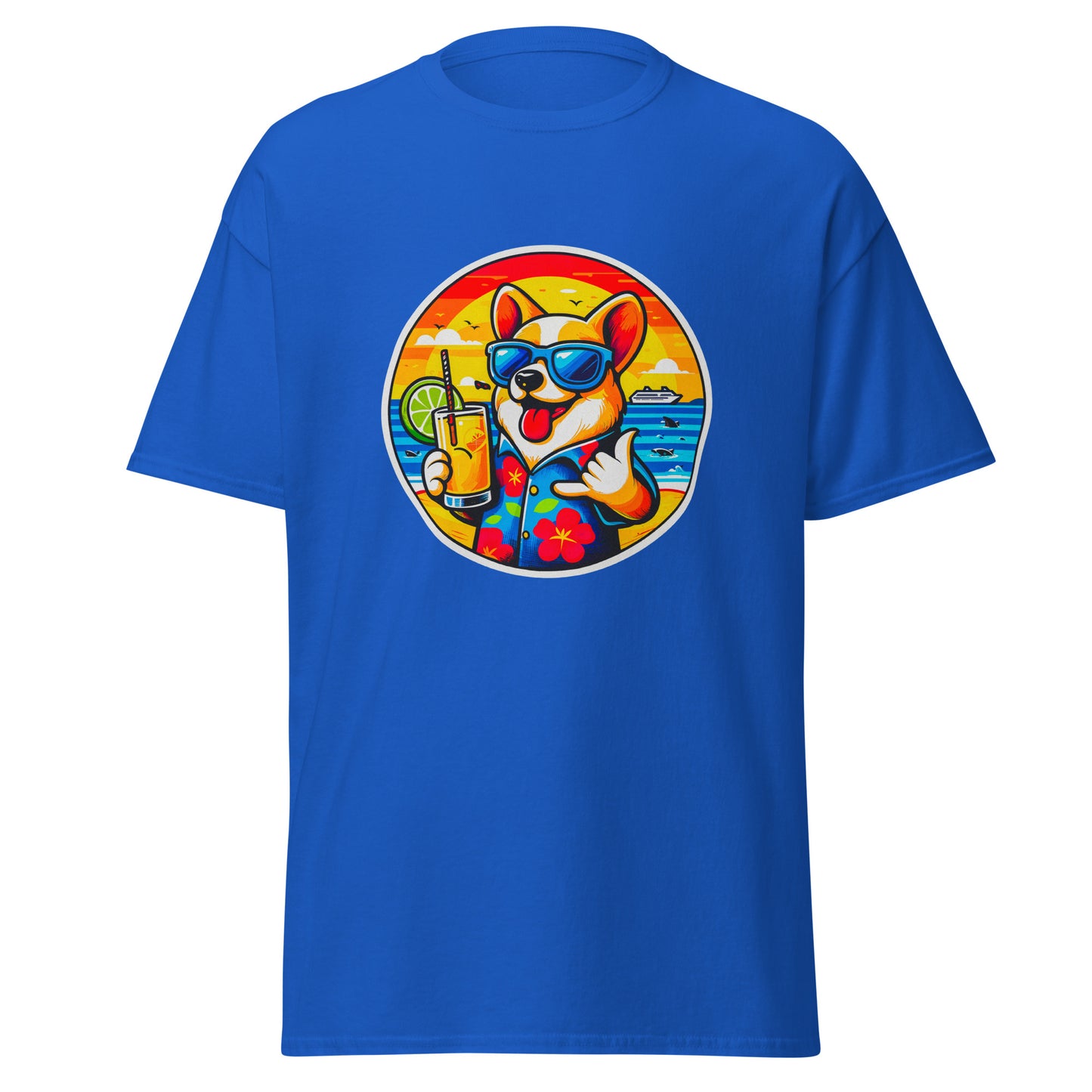 "Dogs On Vacation"-Kollektion - Corgi - Klassisches Unisex-T-Shirt - 13 verschiedene Farben