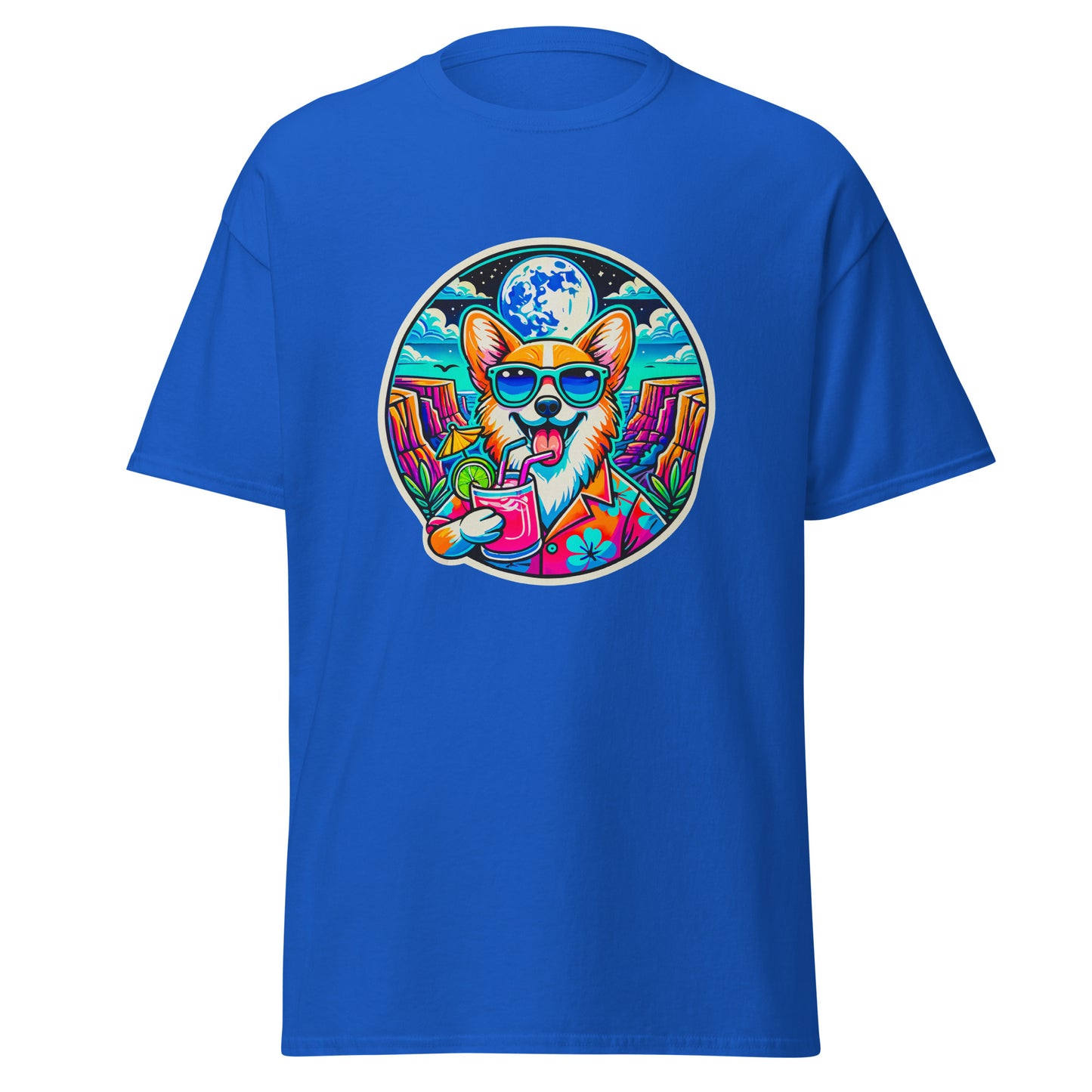 "Dogs On Vacation"-Kollektion - Corgi #2 - Klassisches Unisex-T-Shirt - 13 verschiedene Farben