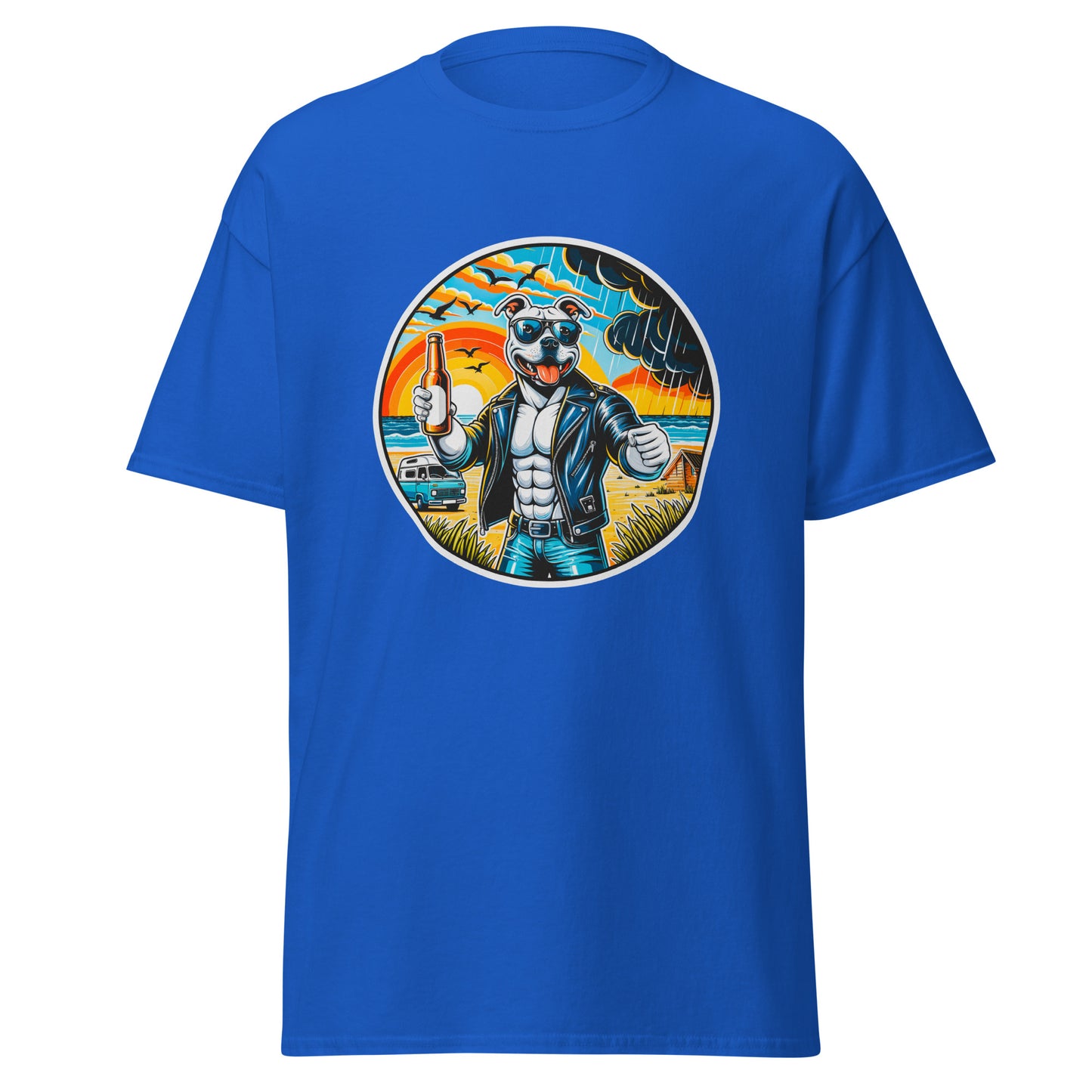"Dogs On Vacation"-Kollektion - Staffordshire-Terrier #3 - Klassisches Unisex-T-Shirt - 13 verschiedene Farben