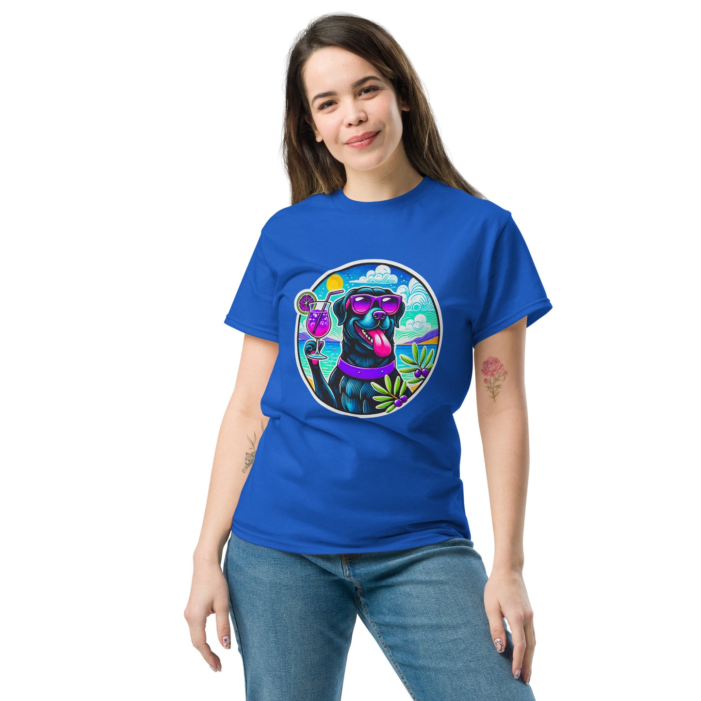 "Dogs On Vacation"-Kollektion - Black Labbi #3 - Klassisches Unisex-T-Shirt - 13 verschiedene Farben