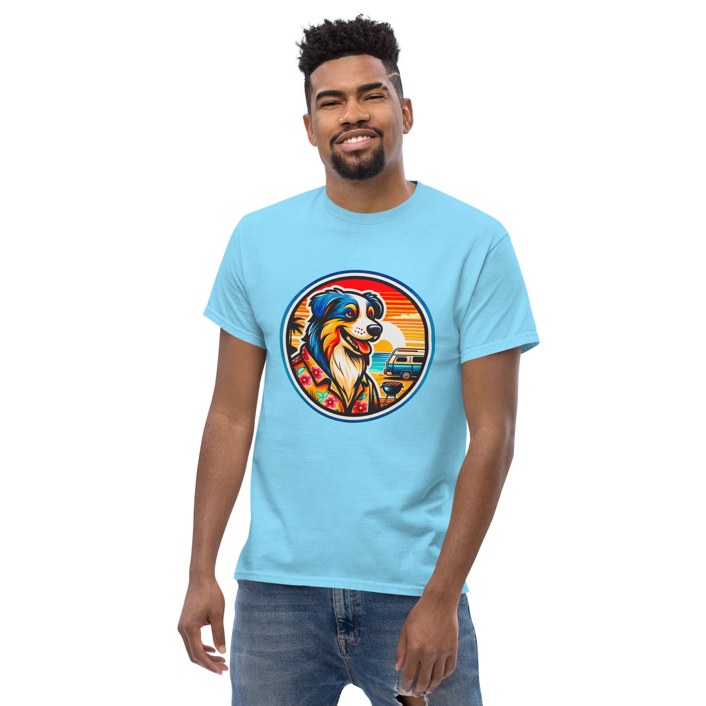 "Dogs On Vacation"-Kollektion - Australian Shepherd #5 (Tricolor) - Klassisches Unisex-T-Shirt - 13 verschiedene Farben
