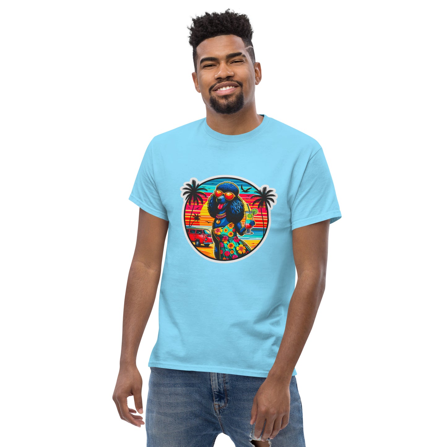 "Dogs On Vacation"-Kollektion - Schwarzer Großpudel (female) - Klassisches Unisex-T-Shirt - 13 verschiedene Farben