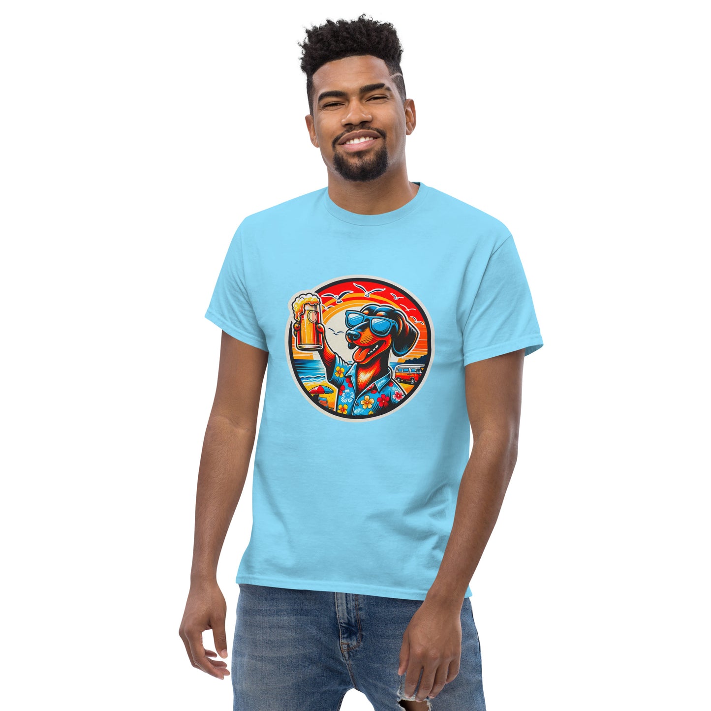 "Dogs On Vacation"-Kollektion - Shorthaired Dachshund - Klassisches Unisex-T-Shirt - 13 verschiedene Farben