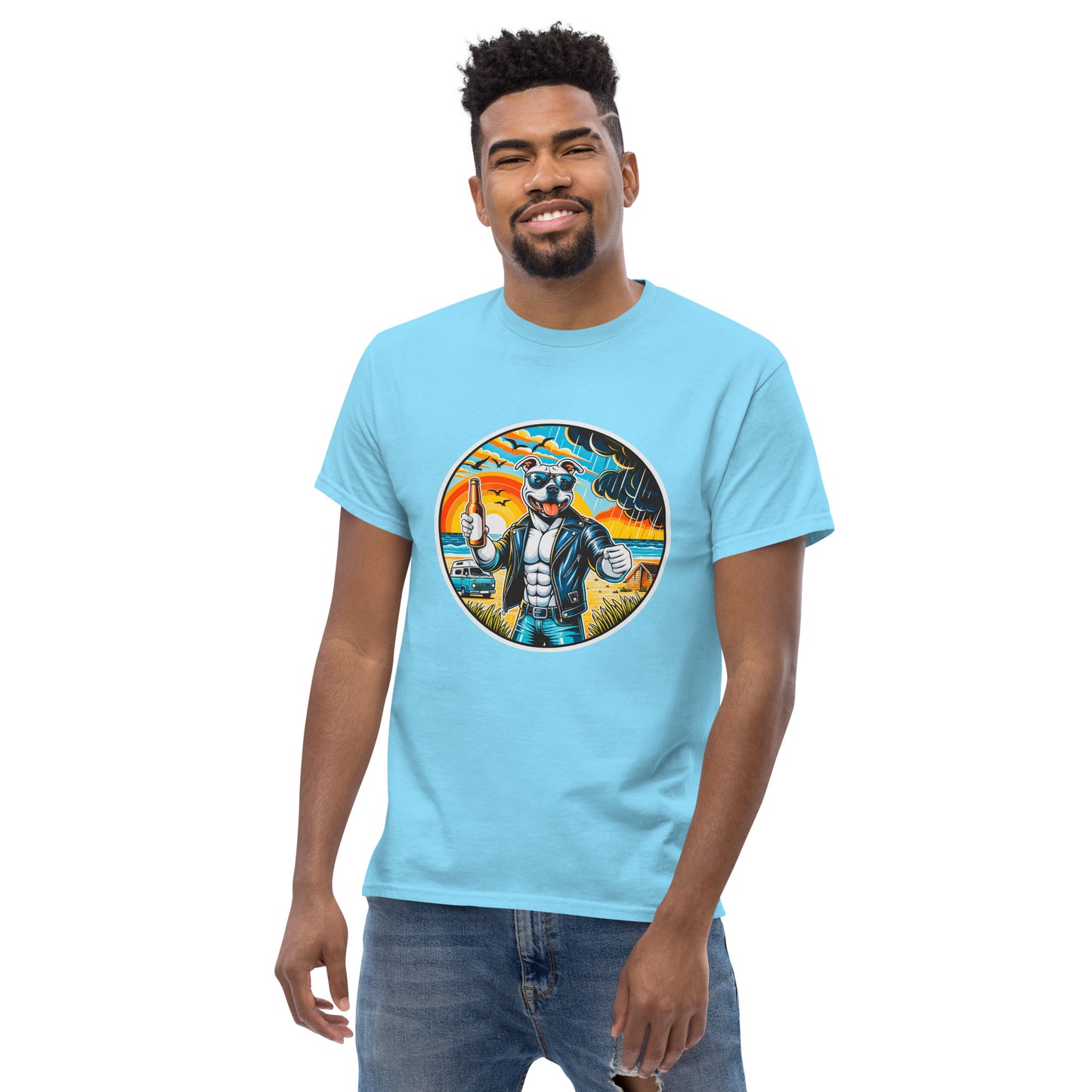 "Dogs On Vacation"-Kollektion - Staffordshire-Terrier #3 - Klassisches Unisex-T-Shirt - 13 verschiedene Farben