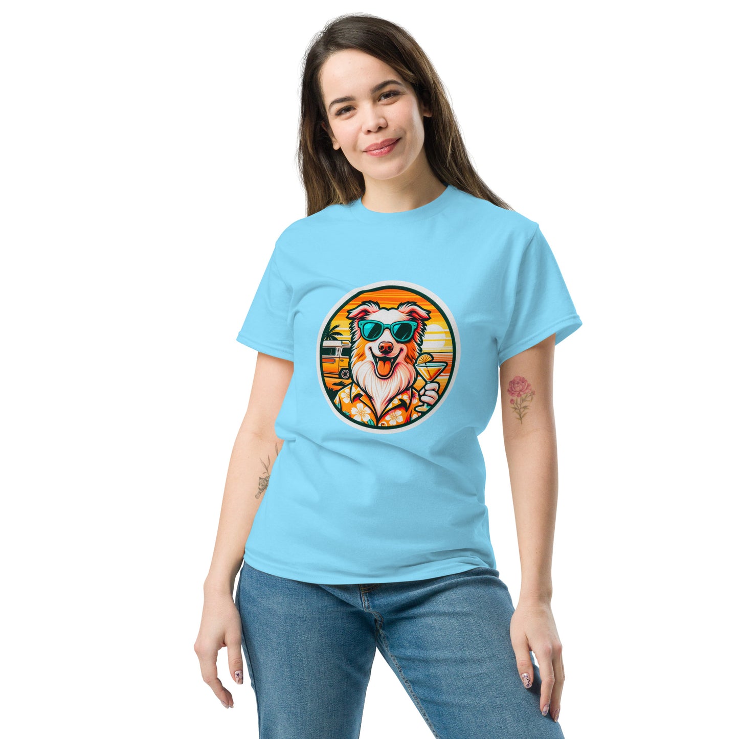 "Dogs On Vacation"-Kollektion - Australian Shepherd #1 - Klassisches Unisex-T-Shirt - 13 verschiedene Farben