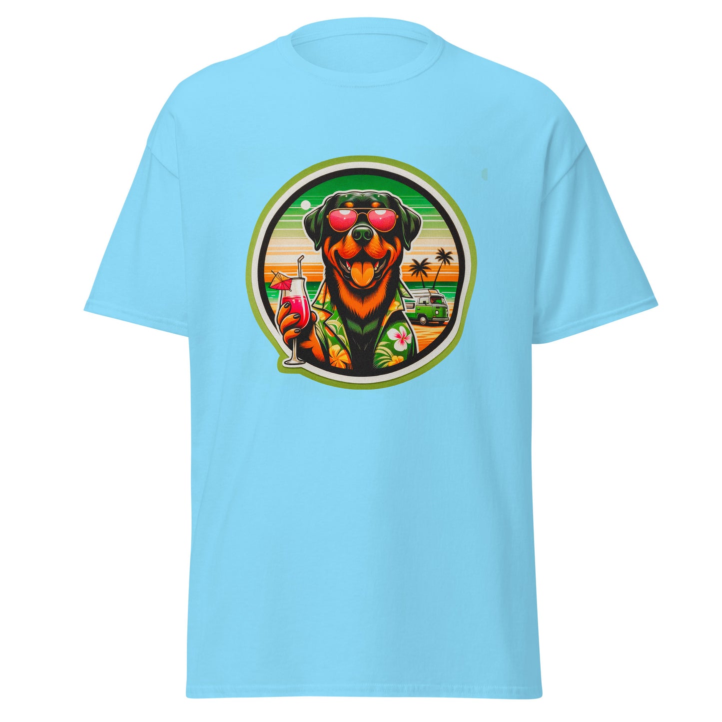 "Dogs On Vacation"-Kollektion - Rottweiler - Klassisches Unisex-T-Shirt - 13 verschiedene Farben