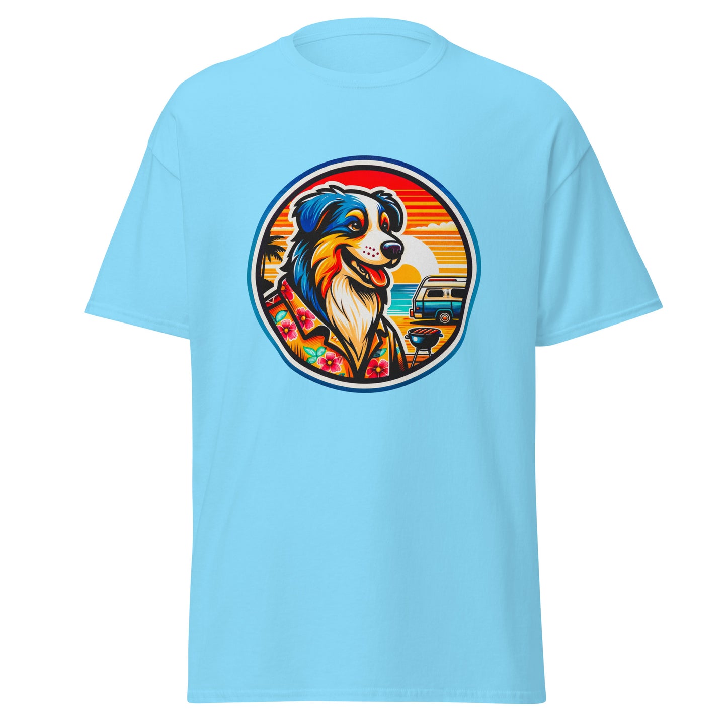 "Dogs On Vacation"-Kollektion - Australian Shepherd #5 (Tricolor) - Klassisches Unisex-T-Shirt - 13 verschiedene Farben